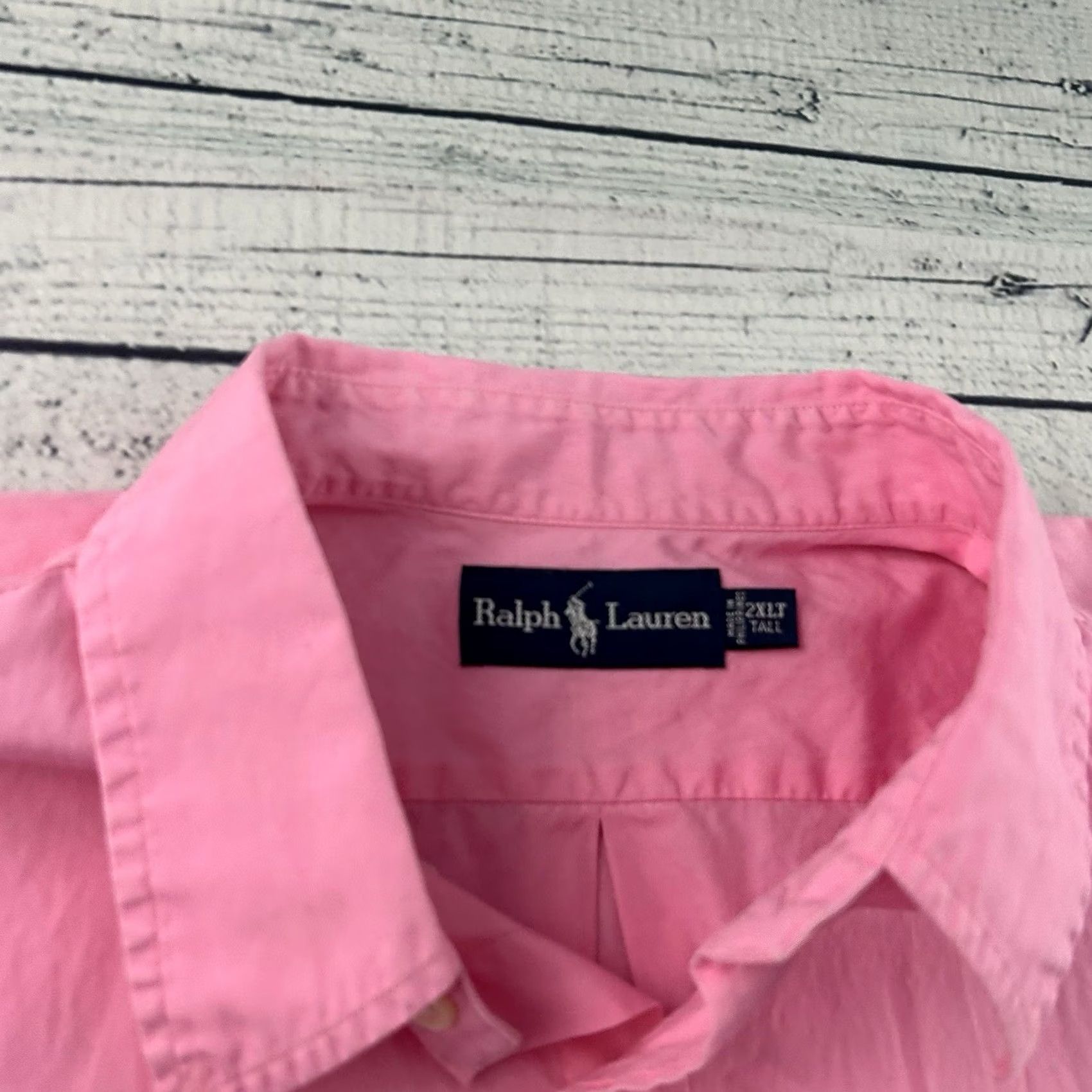 Polo Ralph Lauren Ralph Lauren Short Sleeve Button-Up Shirt Men's 2XLT Pink Solid Shirt 2XLT Mens Pink Nike Size US XXL / EU 58 / 5 - 2 Thumbnail