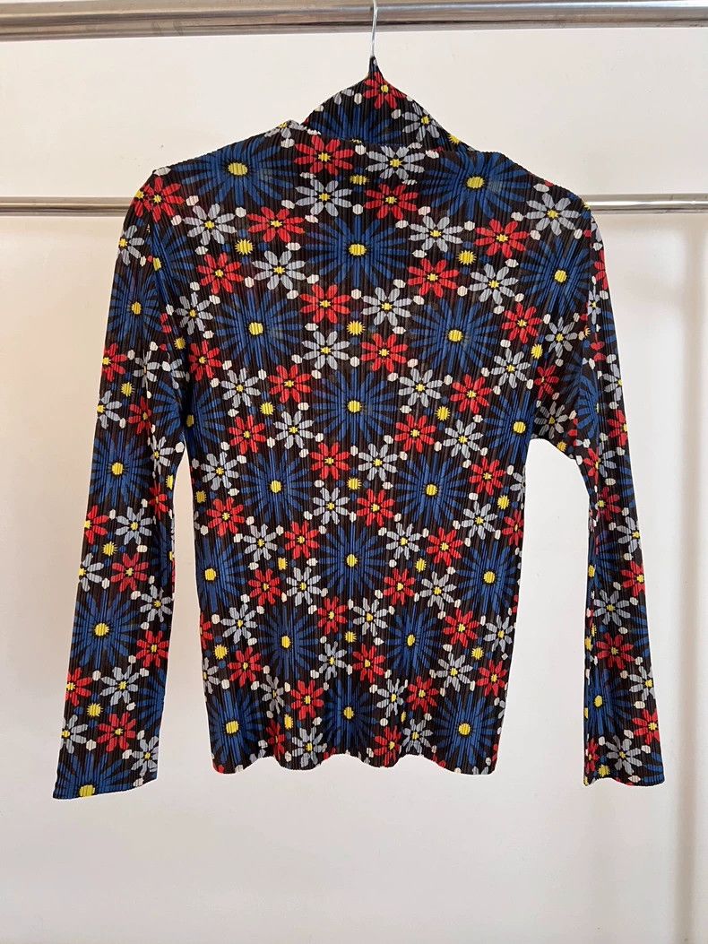 Issey Miyake Issey Miyake size:3 A vintage red and blue floral long-sle Size S / US 4 / IT 40 - 4 Thumbnail