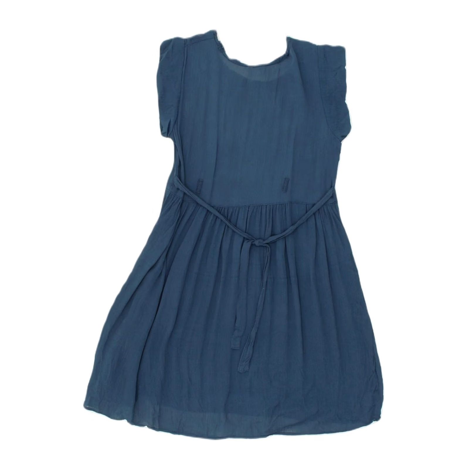 Vintage VINTAGE Womens A-Line Dress Medium Navy Blue Polyester UK 14 Size M / US 6-8 / IT 42-44 - 2 Thumbnail