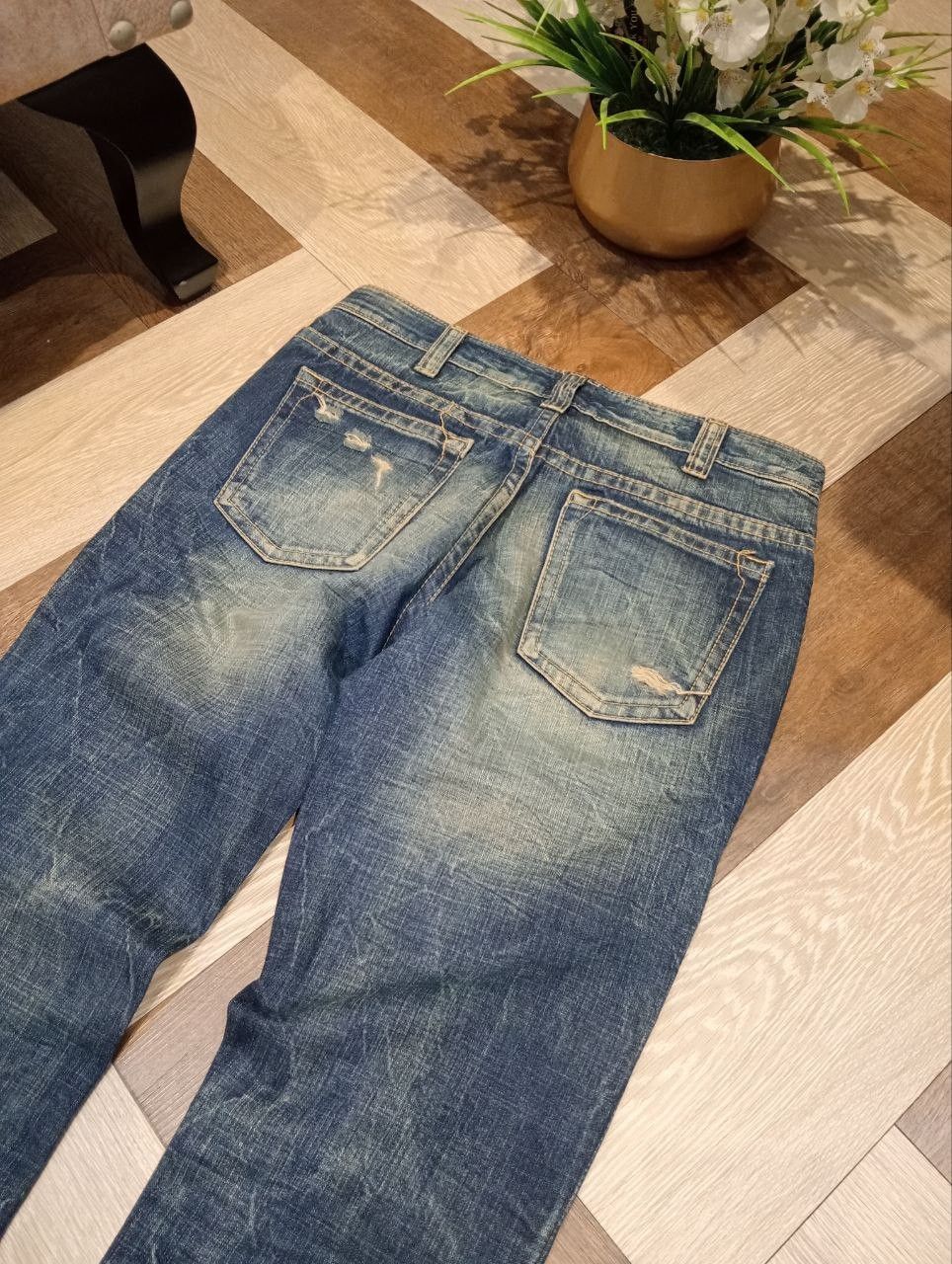 If Six Was Nine OZZ FIRST PINBALL BLUE DISTRESSED FLARED PANTS Size US 32 / EU 48 - 12 Thumbnail