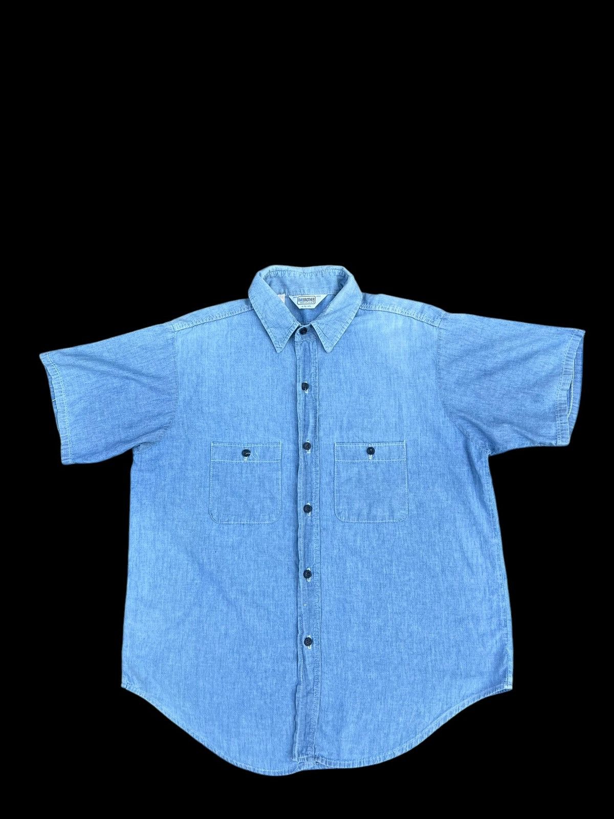FiveBrother Vintage 60s 70s Five Brother Sun Fade Muddy Chambray Shirt Size US L / EU 52-54 / 3 - 1 Thumbnail