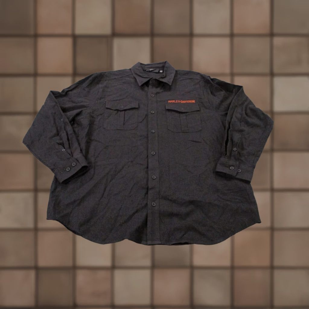 Harley Davidson Harley-Davidson Shirt Men XL Black Motorcycle Biker Casual Embroidered Buttons Pocket Logo Size US XL / EU 56 / 4 - 1 Thumbnail