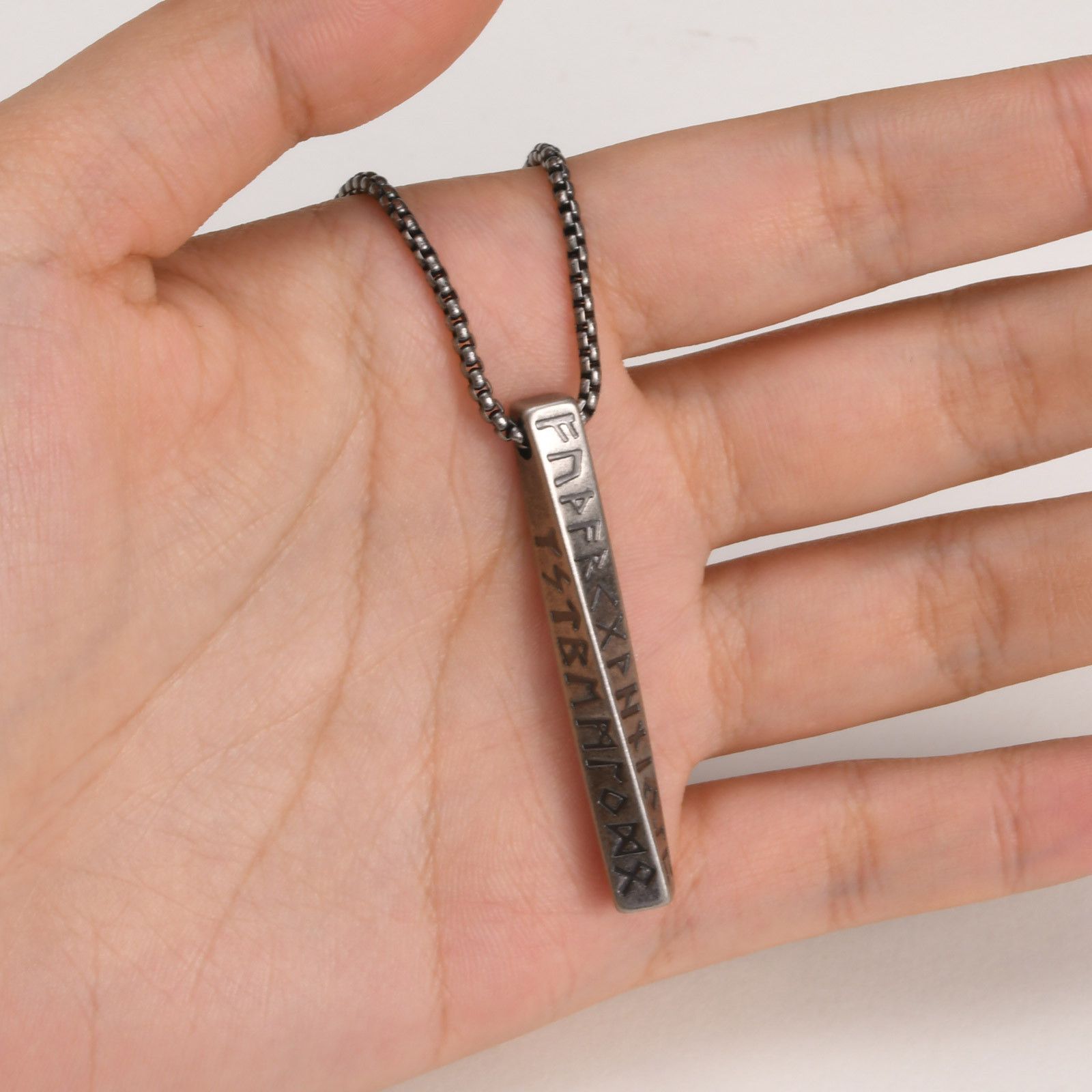 Japanese Brand × Vintage 60cm Viking Runes Stainless Steel Mobius Bar Necklace Size ONE SIZE - 1 Thumbnail