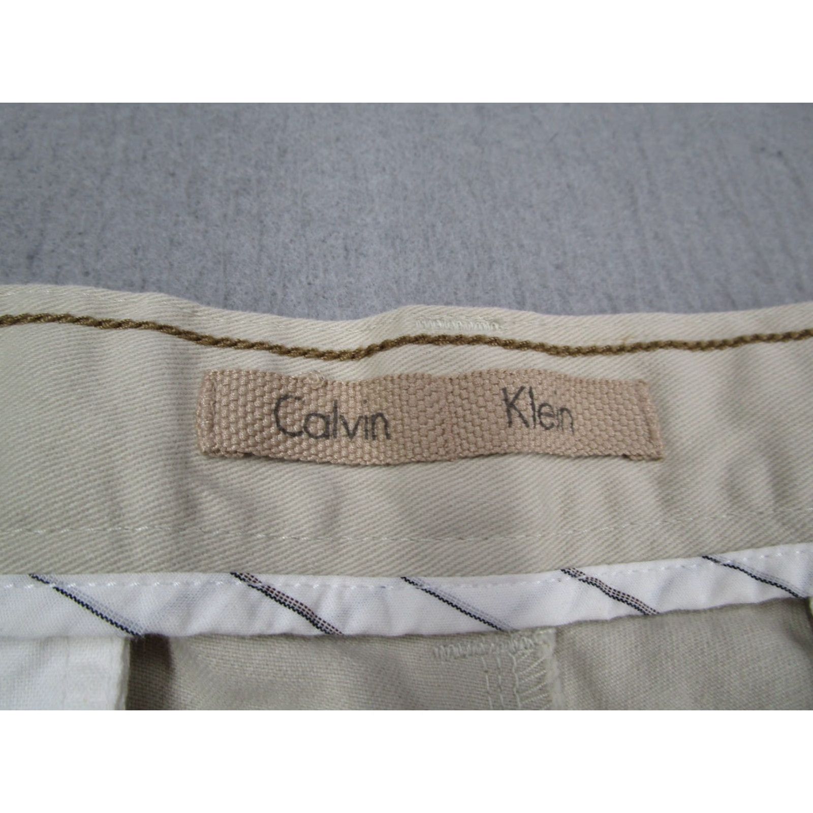 Calvin Klein VINTAGE Calvin Klein Pants Mens 36 Beige Super Sandwash Twill Flat Front Chinos 36x30 Mens Beige Pants Calvin Klein Retro City Preppy 90s Mens Size US 36 / EU 52 - 3 Thumbnail