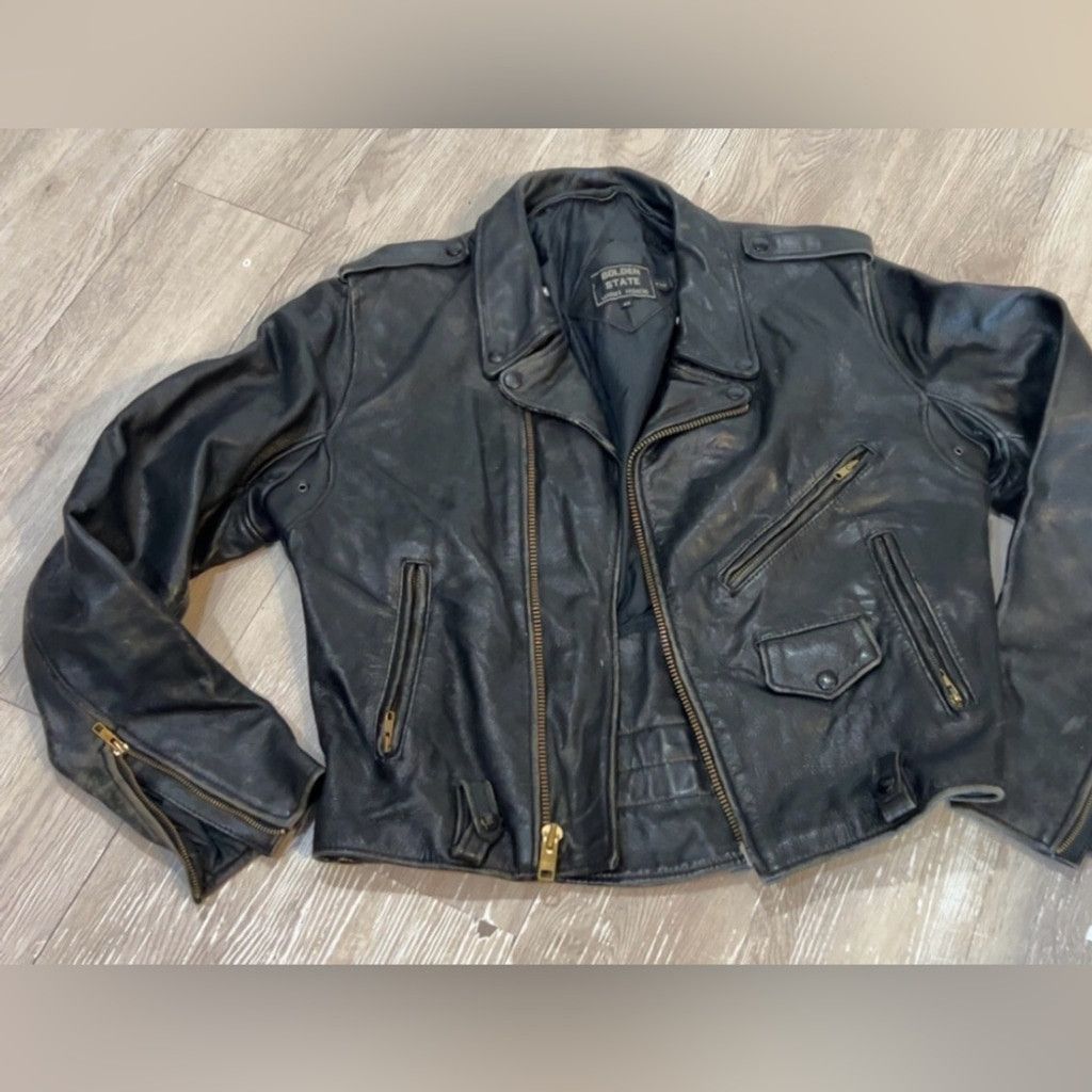 Other Vintage Classic Black bikers distressed heavy duty Leather Size US M / EU 48-50 / 2 - 2 Thumbnail