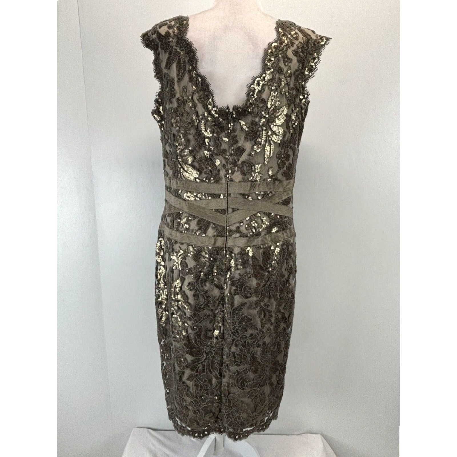 Tadashi Shoji Tadashi Shoji Sequin Lace Cocktail Dress, Gold, Size 16, Womens Size XXL / US 16-18 / IT 52-54 - 3 Thumbnail