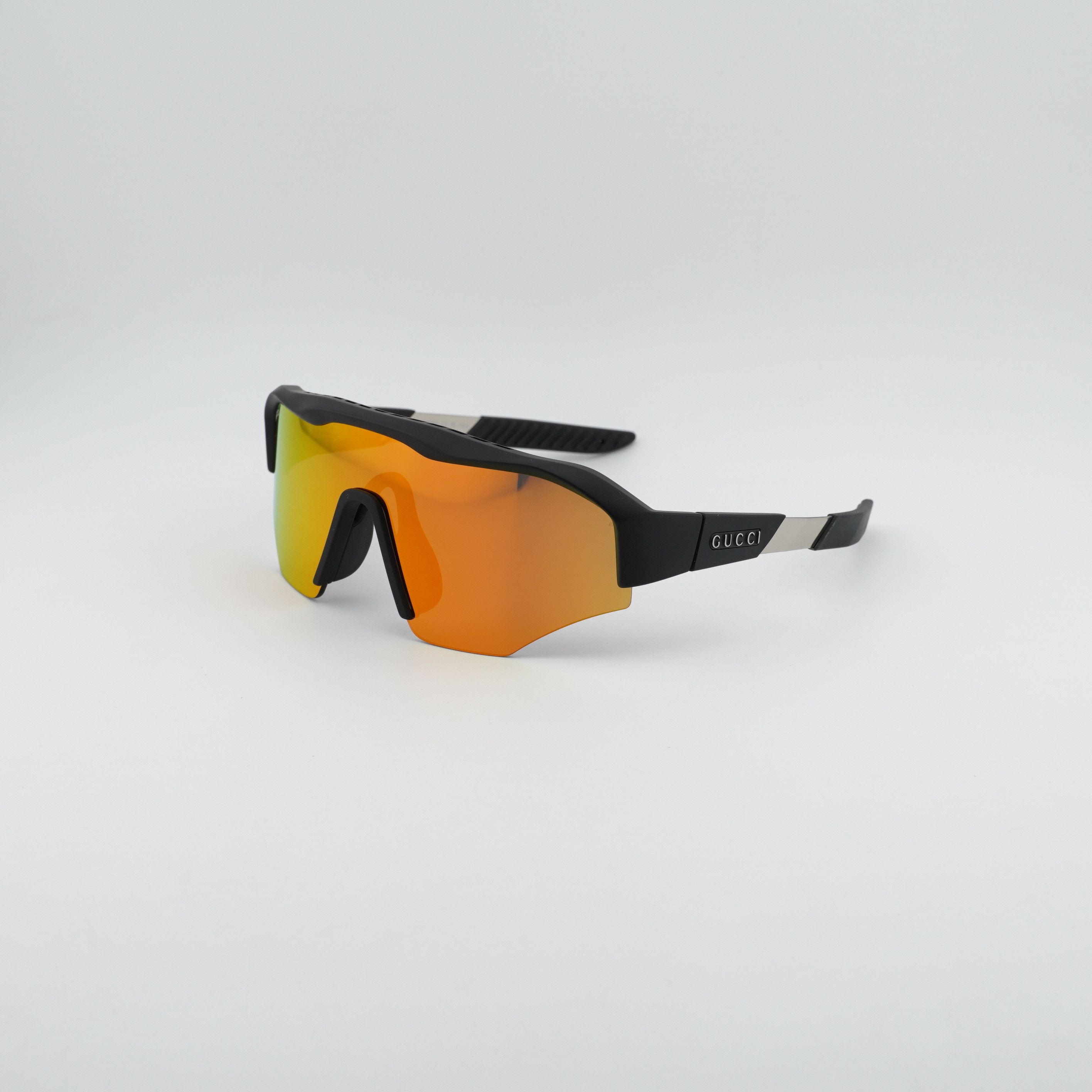 Gucci Gucci GG2017S 004 Sunglasses Black / Orange Shield Frame Size ONE SIZE - 1 Thumbnail