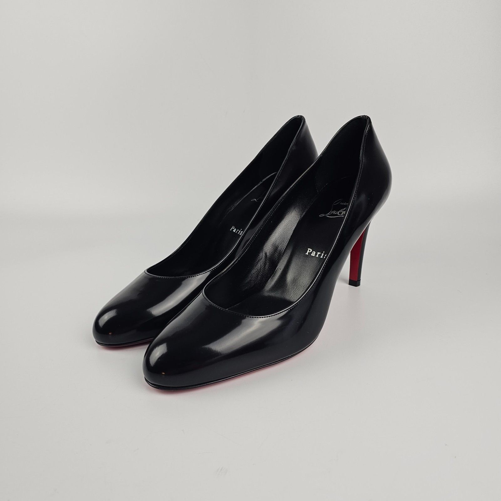 CHRISTIAN LOUBOUTIN Pumppie Black Leather 85mm Pumps New (Eu