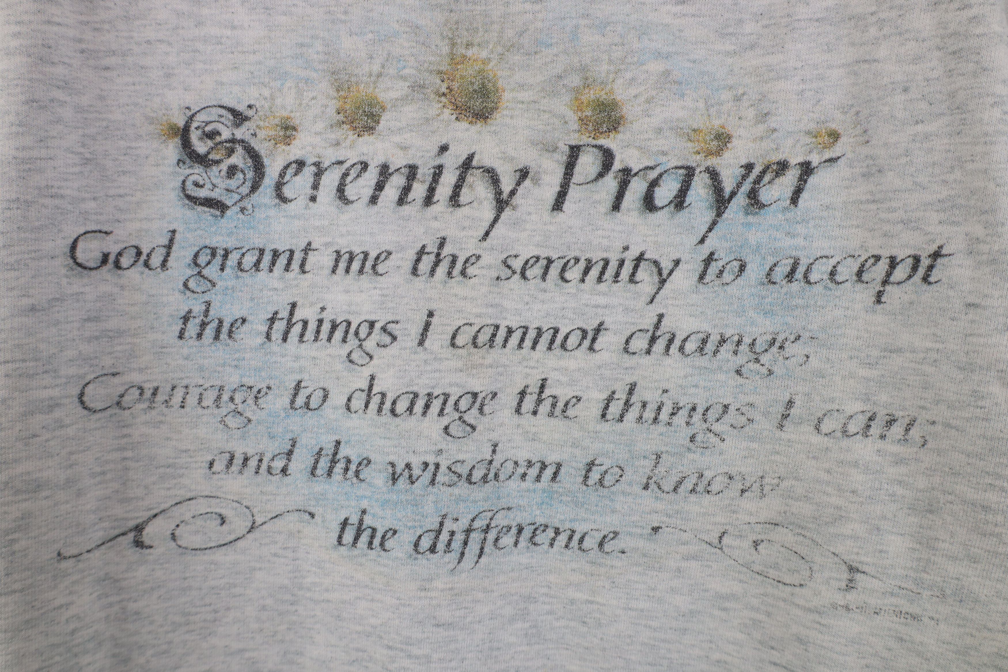 Vintage Vintage 90s Spell Out Serenity Prayer Sweatshirt Gray Size L / US 10 / IT 46 - 4 Thumbnail