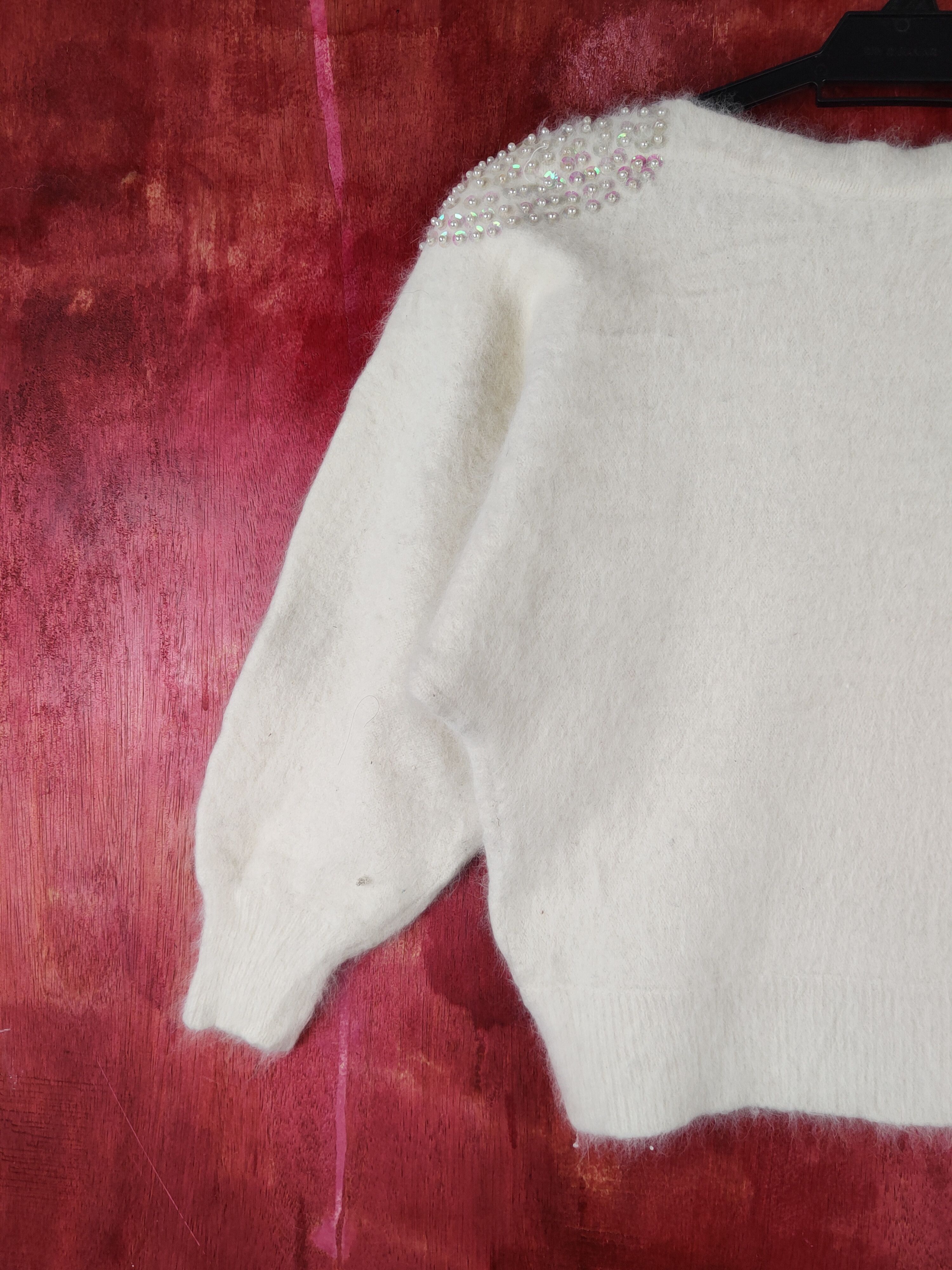 Homespun Knitwear A-Ram White Shag Shaggy Fur Mohair Knitwear #S2182 Size S / US 4 / IT 40 - 10 Thumbnail