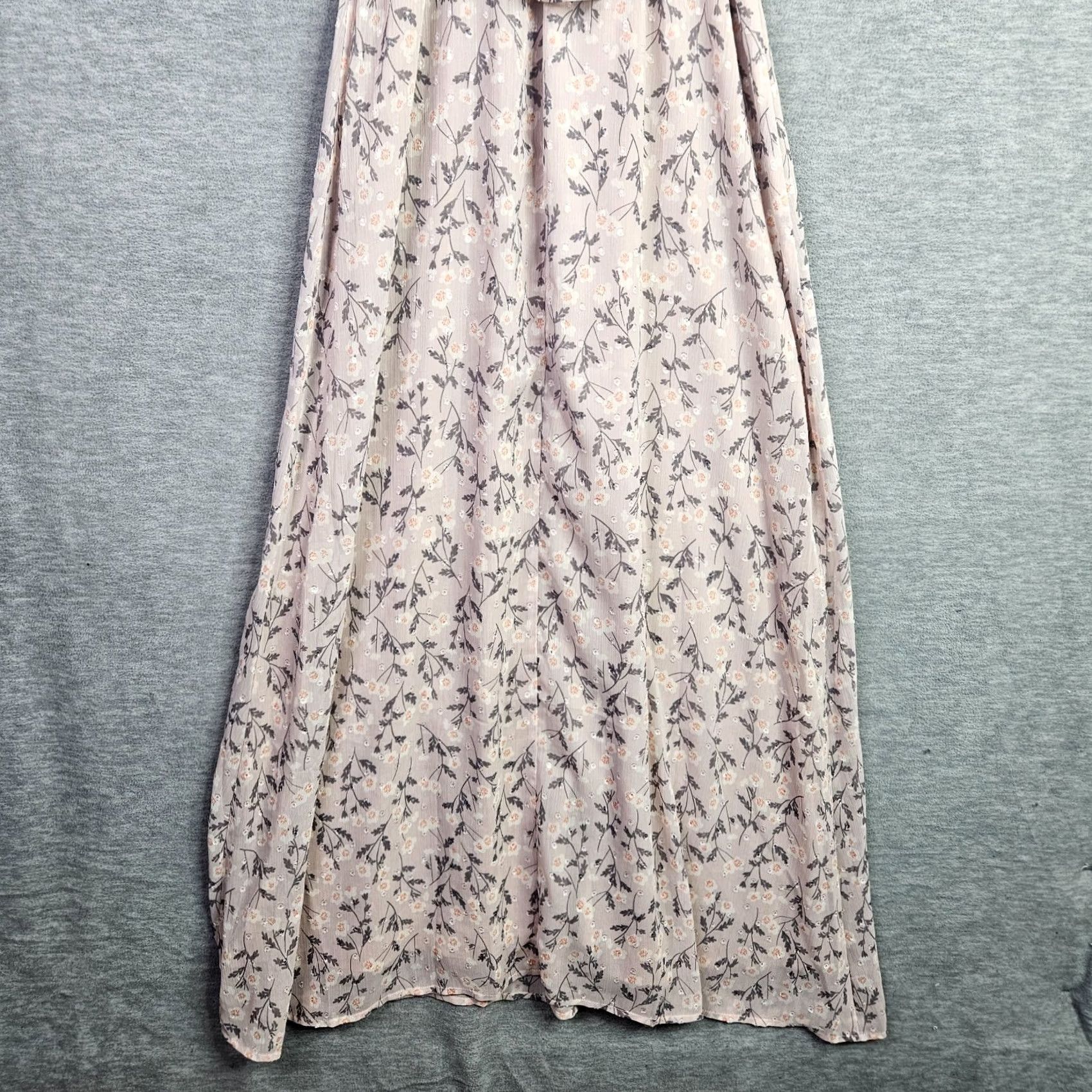 Vintage Lovestitch Women's Almon Cream Floral Printed Ruffle Sleeveless Maxi Dress Sz S Size S / US 4 / IT 40 - 6 Thumbnail