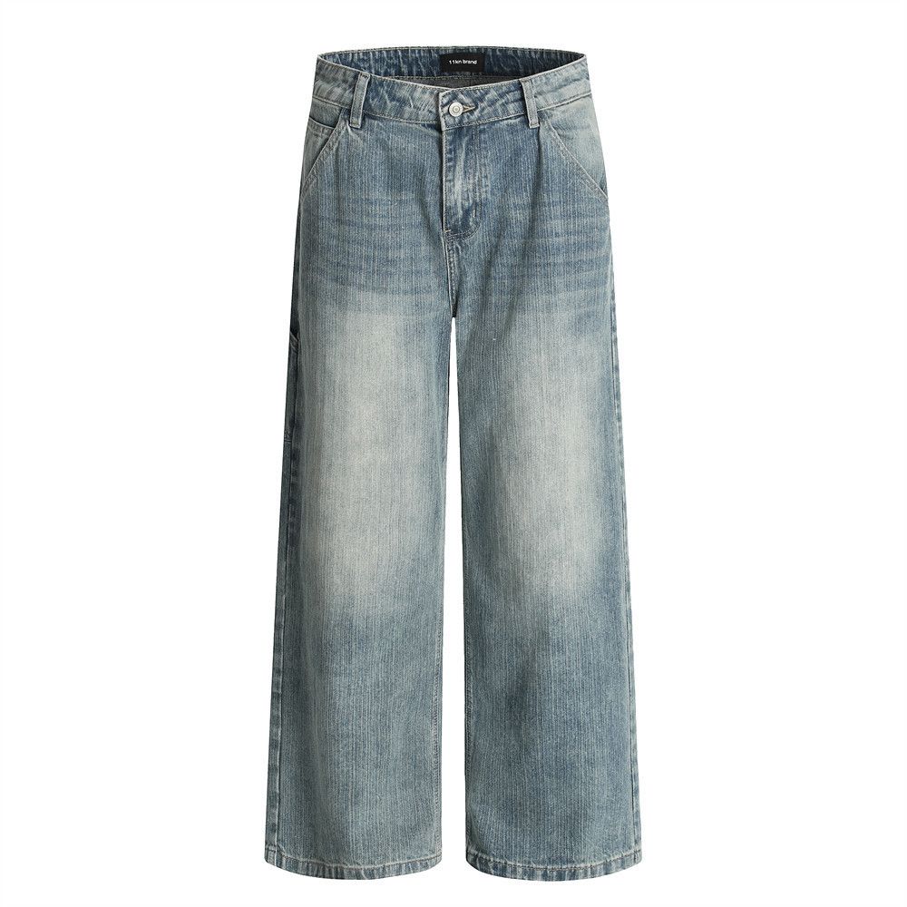 Vintage Distresse washed loose wide-leg vintage American jeans Size US 32 / EU 48 - 1 Thumbnail