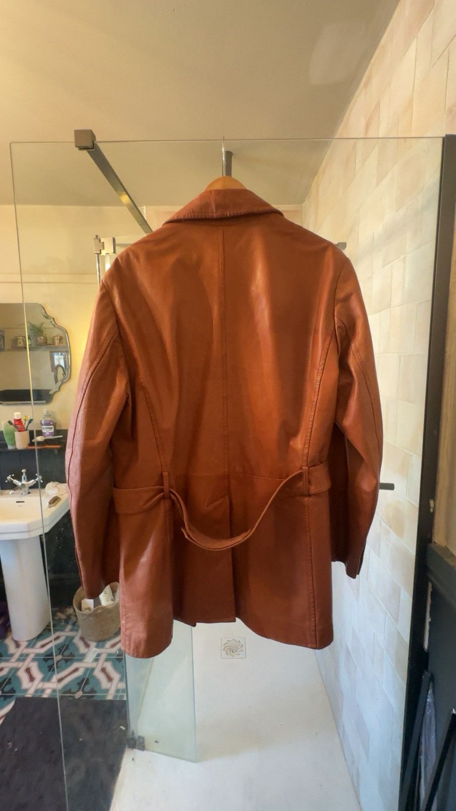 Armani Armani colleczione brown leather trench coat Size US M / EU 48-50 / 2 - 2 Thumbnail