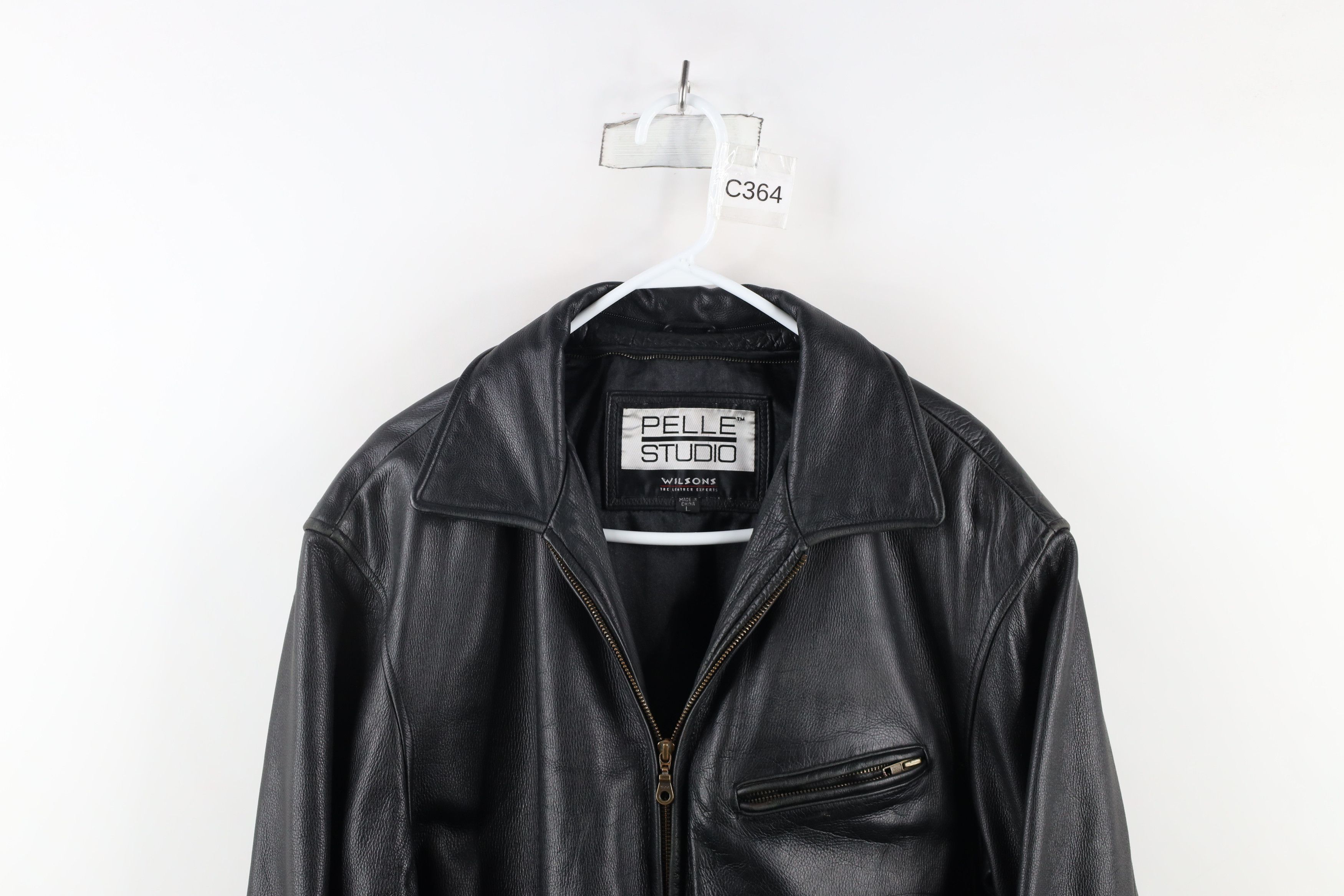 Vintage Vintage 90s Pelle Full Zip Leather Parka Jacket Coat Black Size US L / EU 52-54 / 3 - 2 Thumbnail