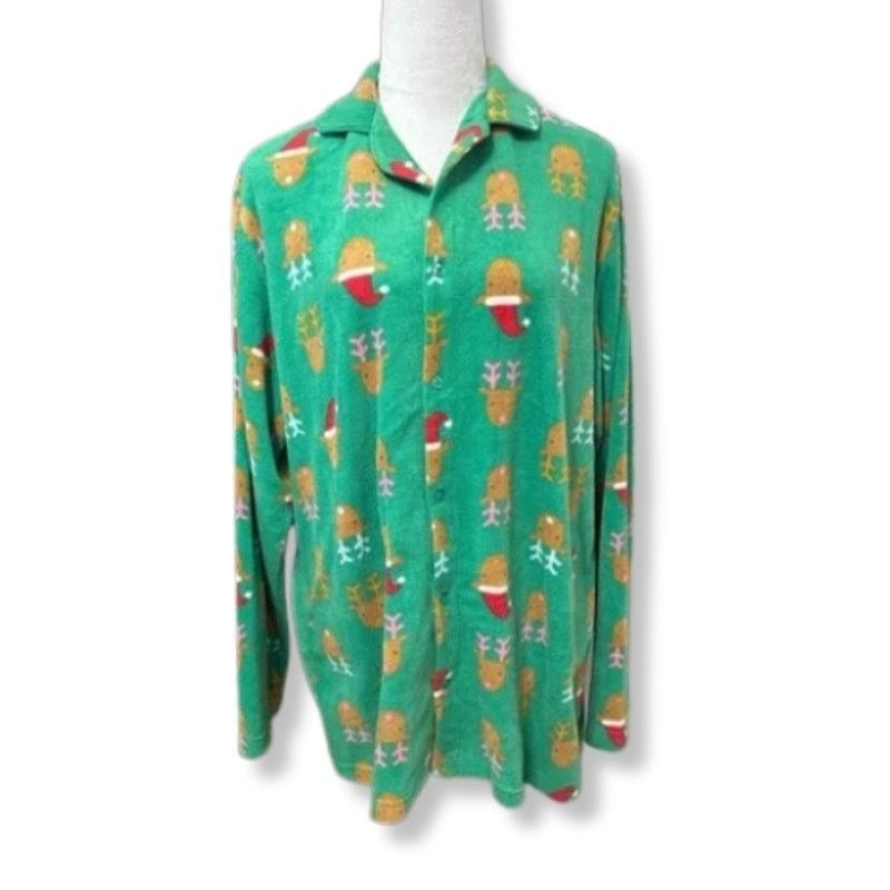 Other Abound Collared Sleep Shirt Reindeer Green Women's M NWOT Size ONE SIZE - 1 Thumbnail