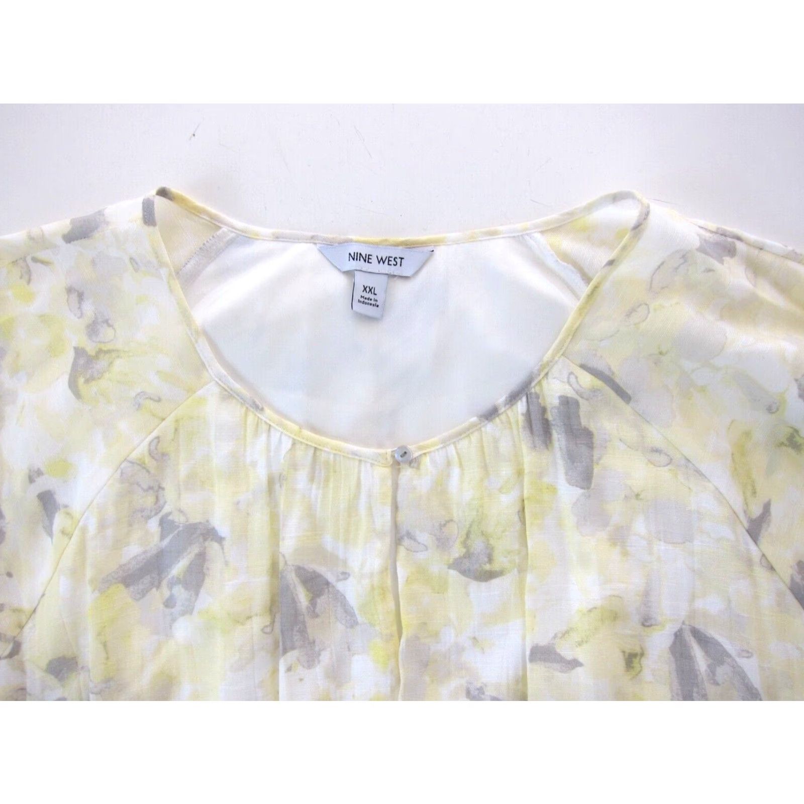 Nine West Nine West Yellow Floral Rayon Short Sleeve Maxi Dress Lined Large Women Size 36" / US 14 / IT 50 - 5 Thumbnail