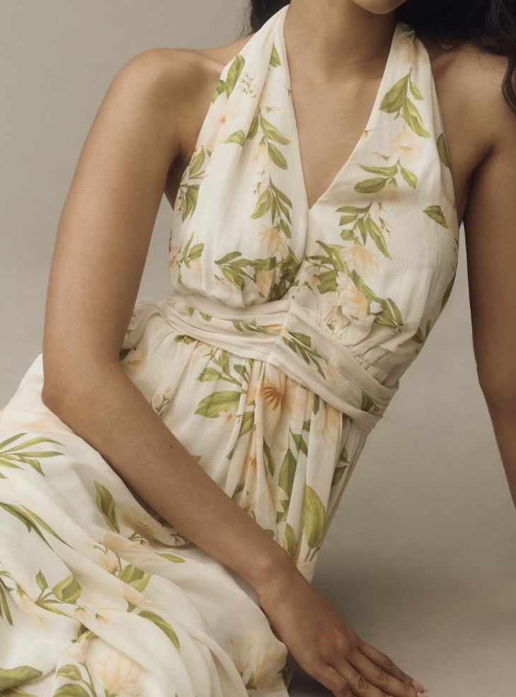 Farm Rio Farm Rio V-Neck Floral Chiffon Maxi Dress, Size L Size L / US 10 / IT 46 - 4 Thumbnail