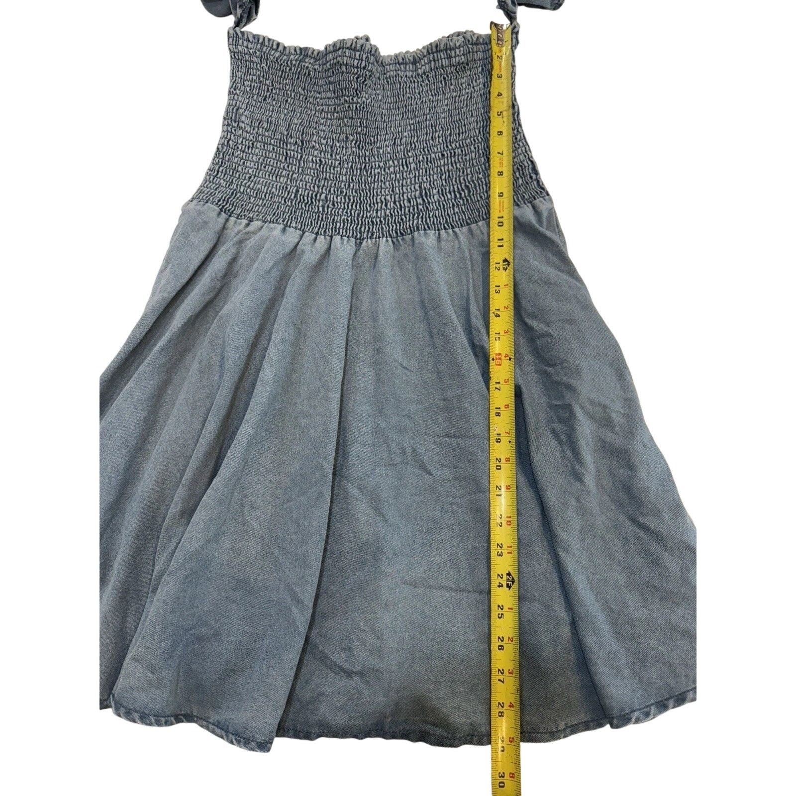 Shein SHEIN Chambray Smocked Mini Dress Womens XL Light Blue NWT Size XL / US 12-14 / IT 48-50 - 4 Thumbnail