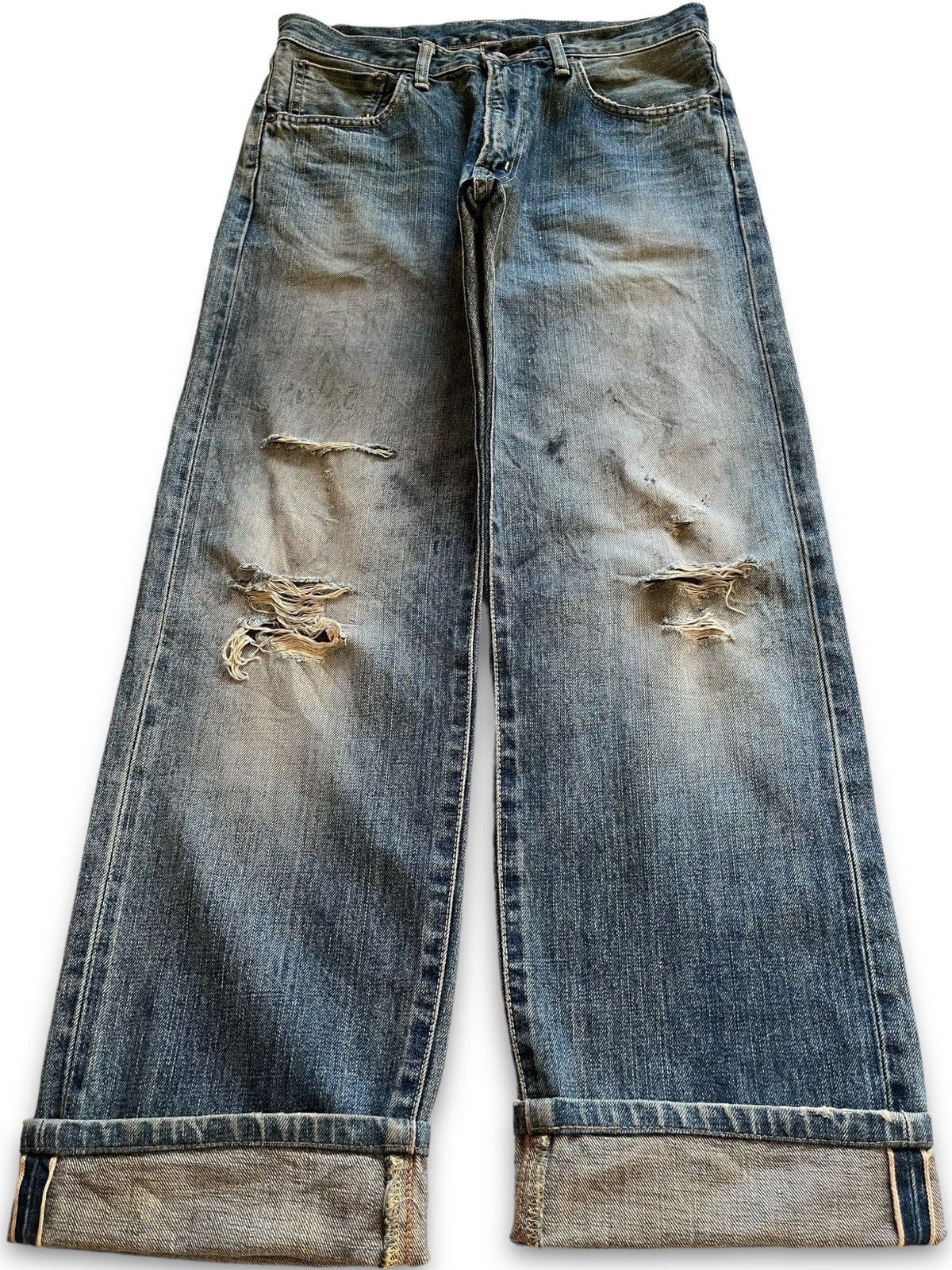 Edwin Vintage Edwin 505X Selvedge Distressed Baggy Jeans Size US 31 - 1 Thumbnail