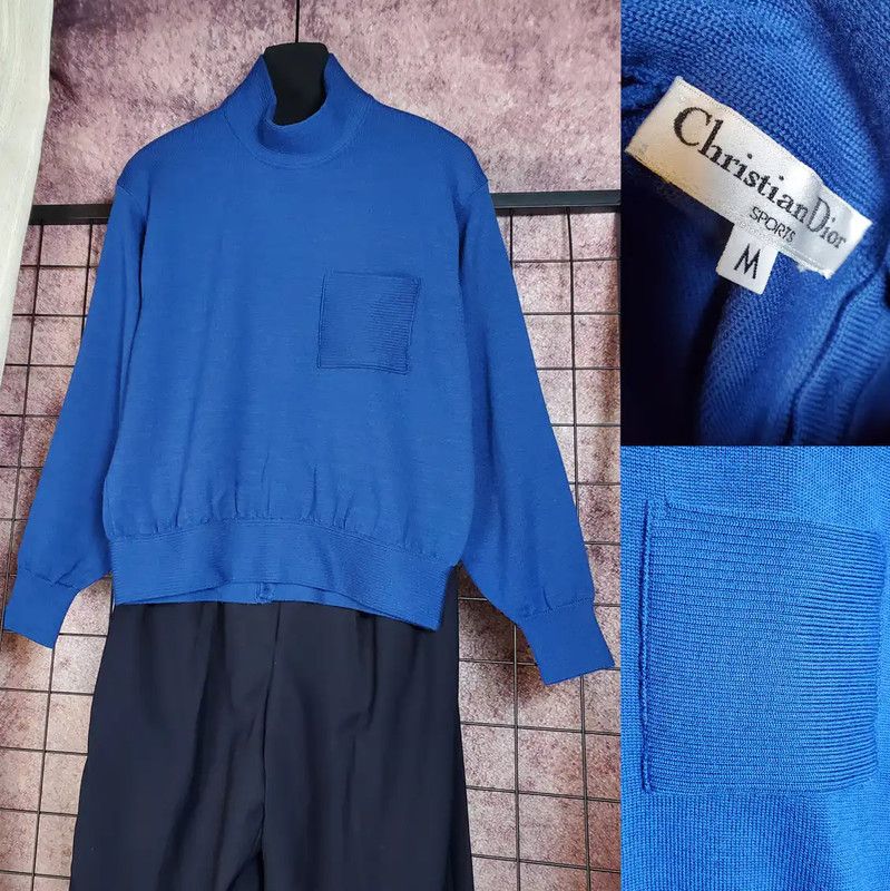 Dior Blue Wool Long Sleeve Pullover Sweater 0089
