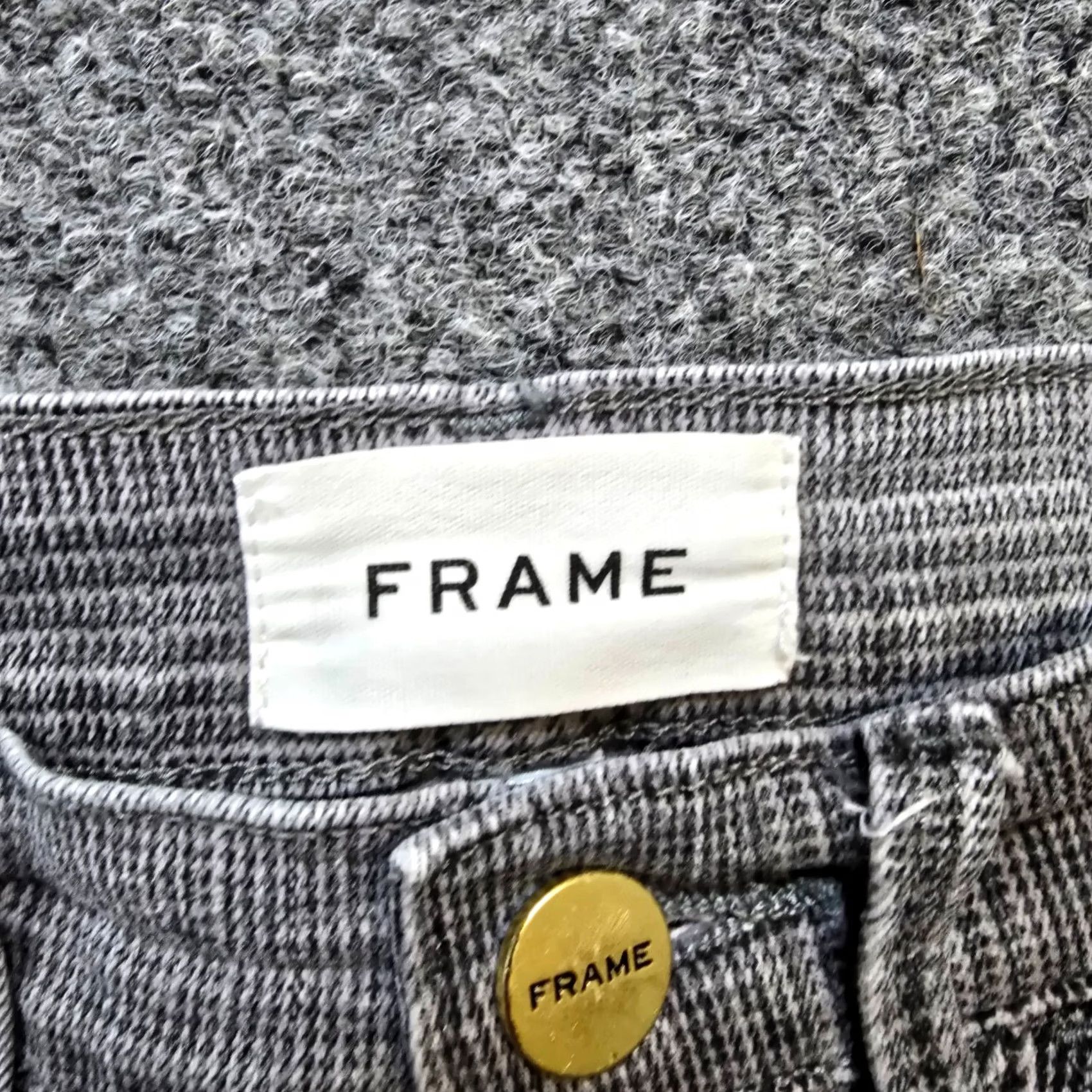 Frame FRAME Jeans Womens Size 25 Gray Plaid DenimHigh Rise Cigarette Ankle Casual Regular Pocket 5-Pocket Womens Boys Girls Mens N/A Size 42" / US 20 - 4 Thumbnail