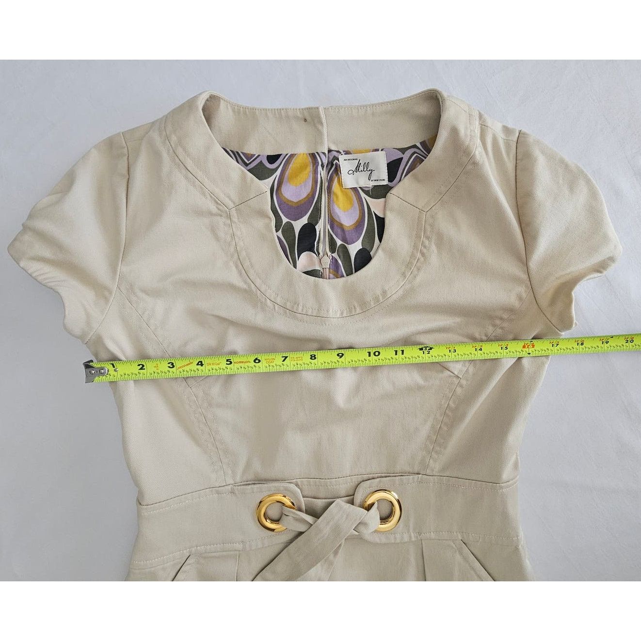 MILLY EUC *Milly of New York* Women's Khaki Casual Summer Dress S Size S / US 4 / IT 40 - 5 Thumbnail
