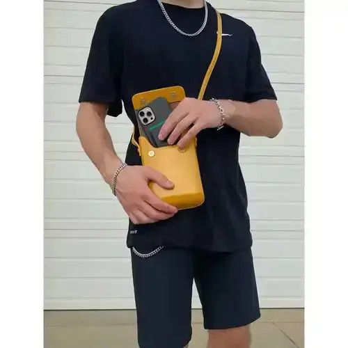Yellow - Vertical Crossbody Bag, Men's