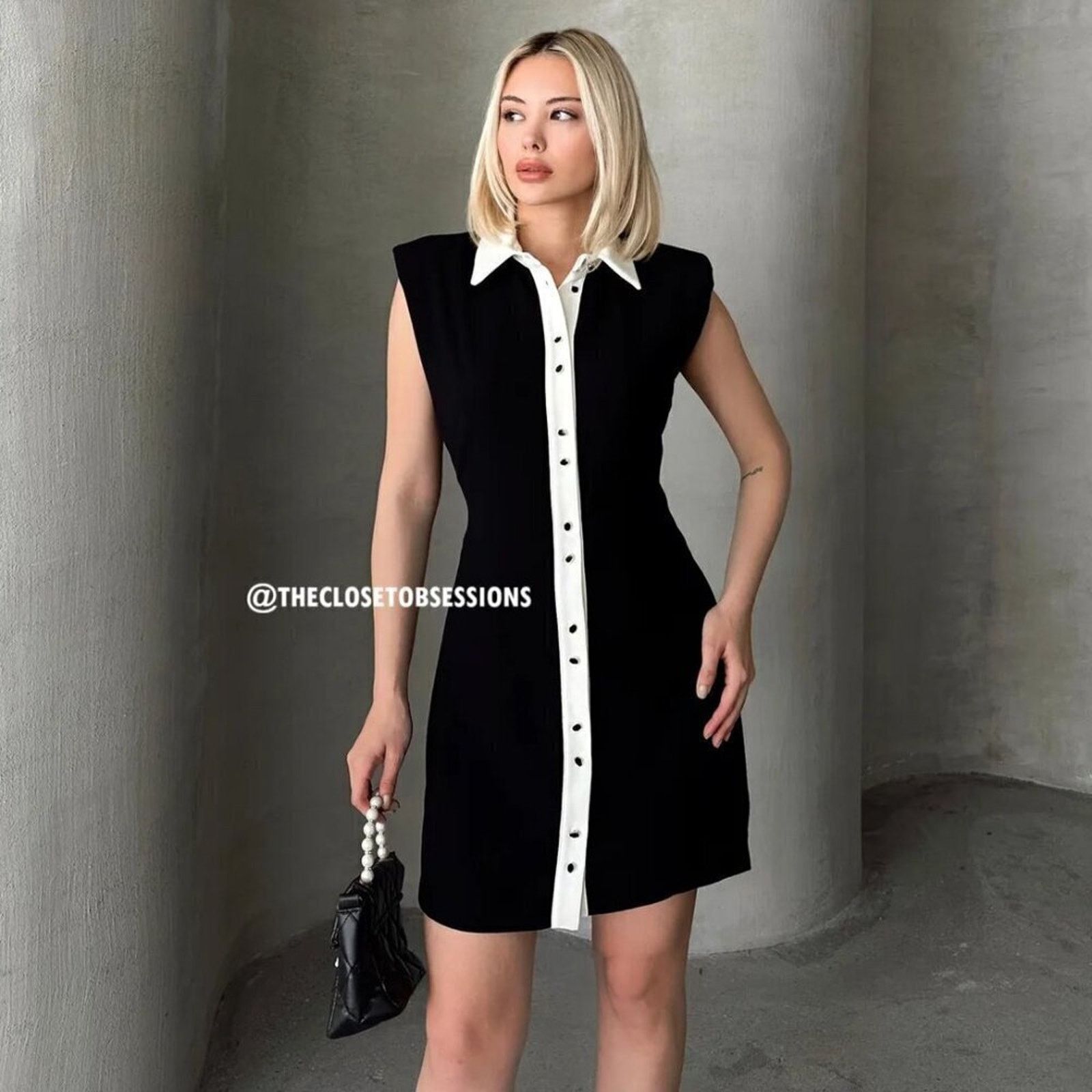Zara CHANEL VIBES!!! ZARA BLOGGER FAVE!!! Contrasting Mini Dress Size L / US 10 / IT 46 - 7 Thumbnail