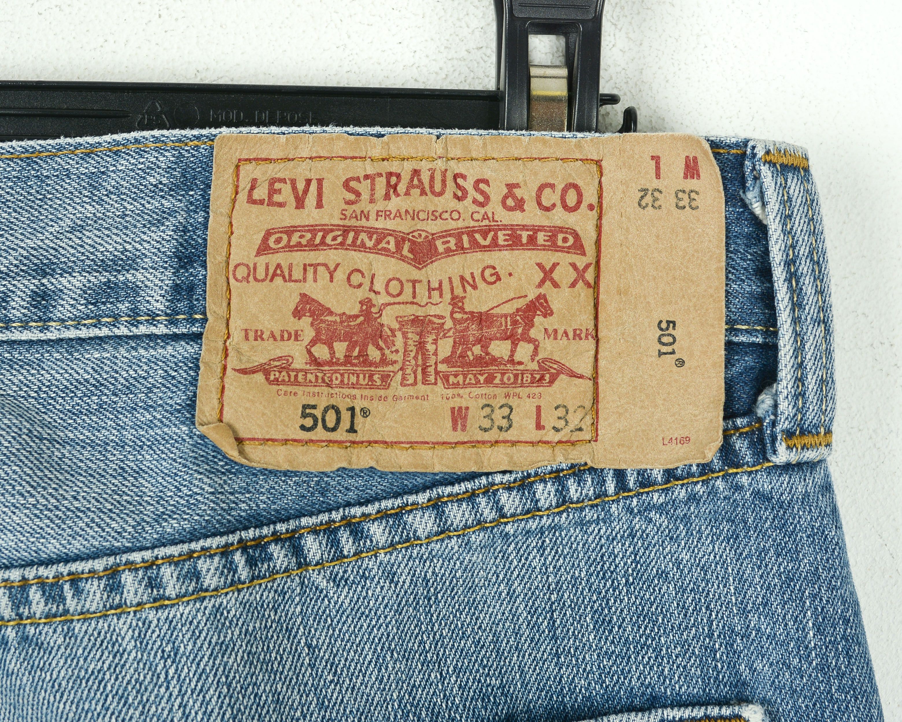 Levi's 501 Jeans W33 L30 Reg Straight Denim Pants Trousers Blue Size US 33 - 7 Thumbnail