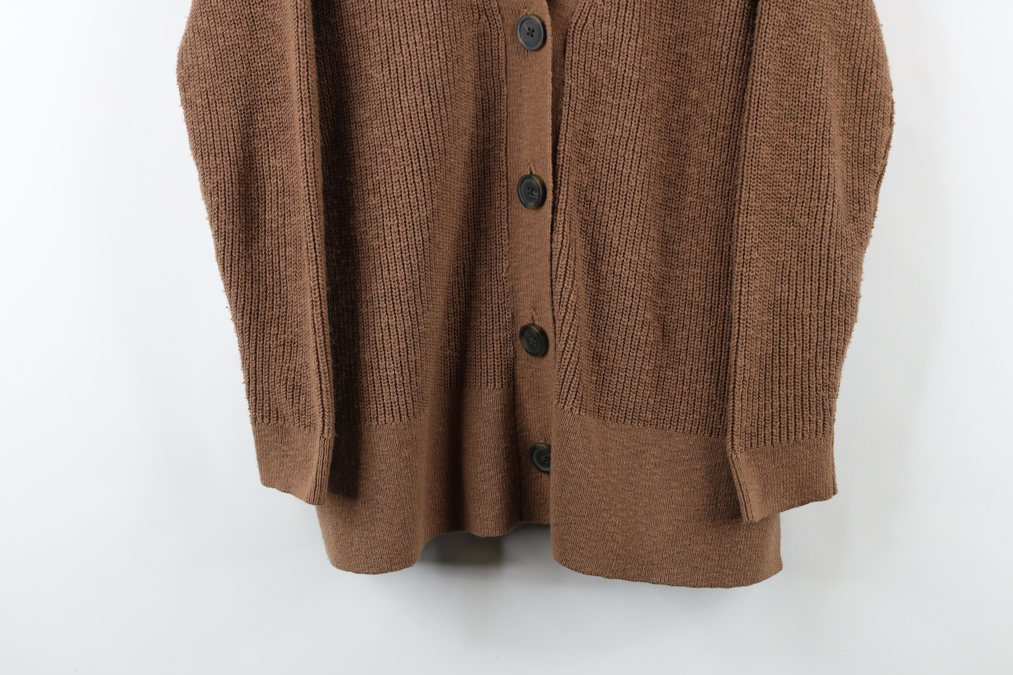 Madewell × Vintage Madewell Cotton Ribbed Knit Lovell Cardigan Sweater Brown Size S / US 4 / IT 40 - 3 Thumbnail