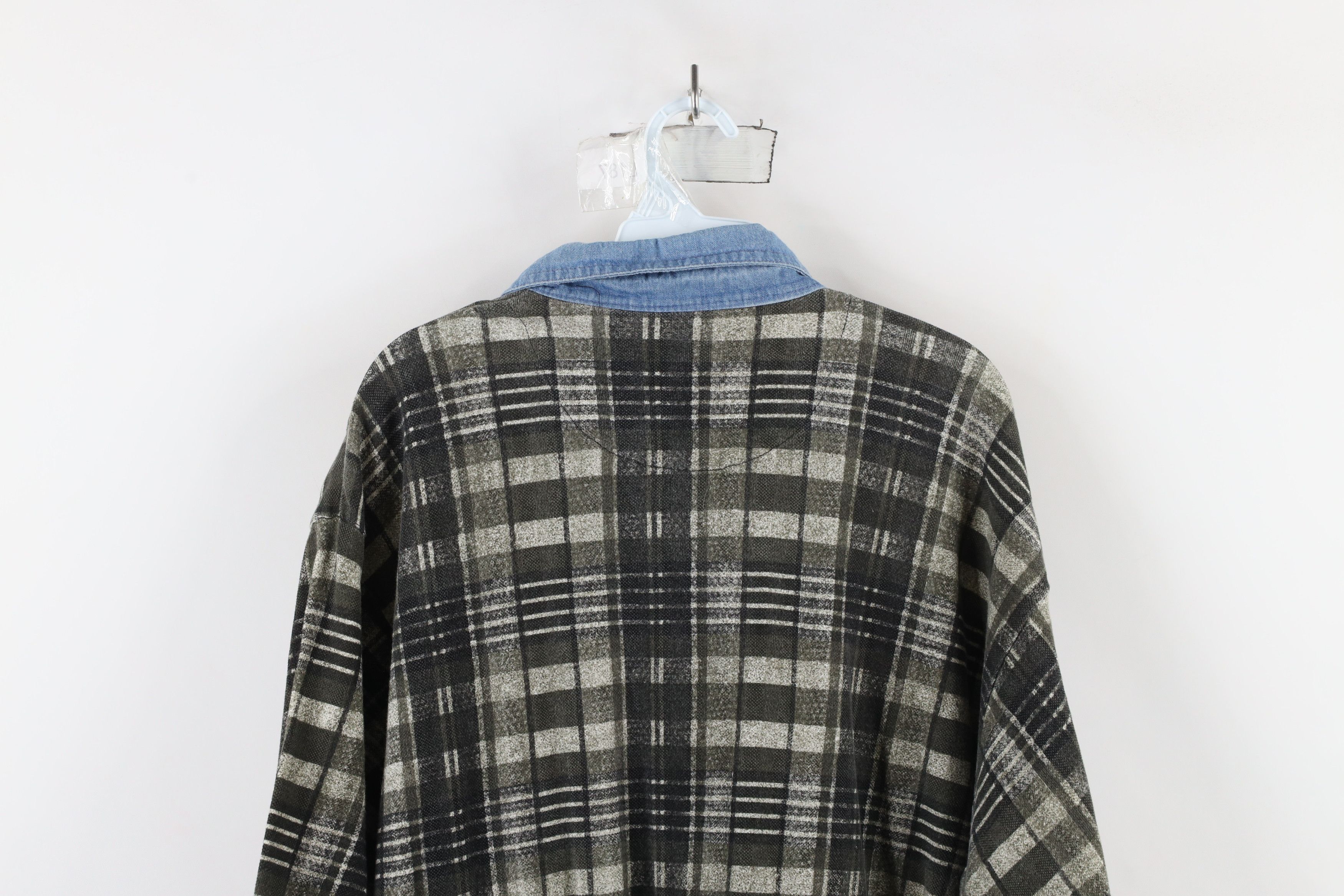 Vintage Vintage 90s Streetwear Fit Denim Collar Polo Shirt Plaid Size US XL / EU 56 / 4 - 9 Thumbnail