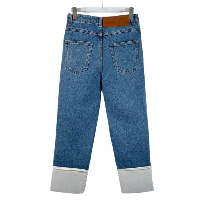 Loewe LOEWE Blue logo leather cotton casual jeans Size 42" / US 20 - 2 Thumbnail