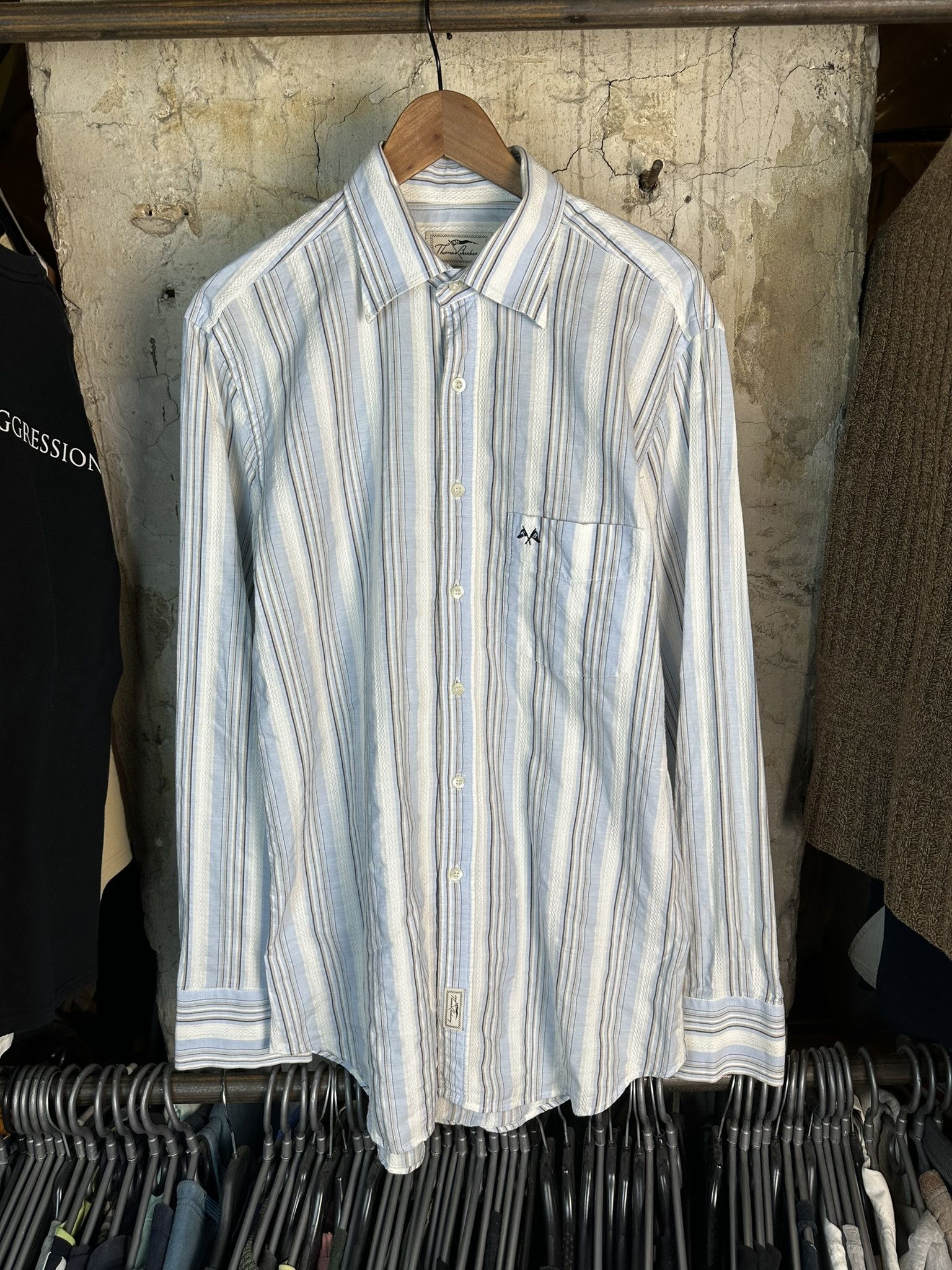 Burberry Vintage Thomas Burberry Stripped Button Up Shirt Size US L / EU 52-54 / 3 - 1 Thumbnail