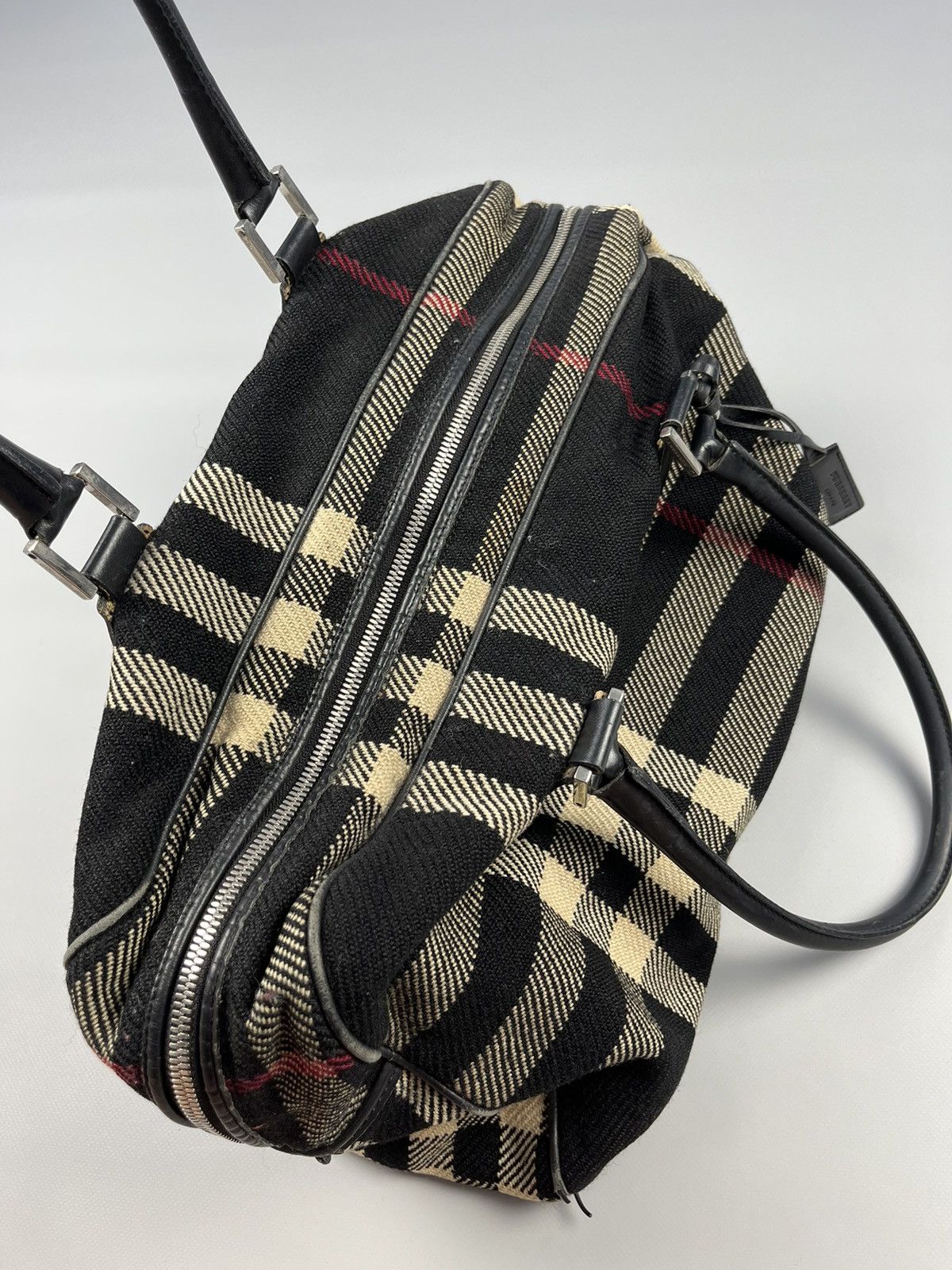 Burberry BURBERRY Vintage Nova Check Tweed Wool/Leather Tote Bag Size ONE SIZE - 14 Thumbnail