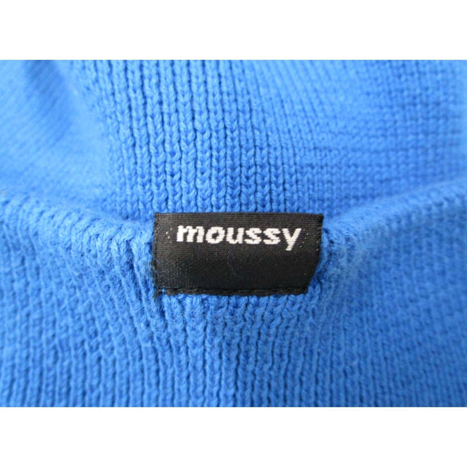MOUSSY Moussy Mens Beanie Hat One Size Blue Knit Cuffed Beanie - Made in Japan - Cotton - City Nature Outdoor Retro Ski - Casual Travel Workwear - Men Size ONE SIZE - 2 Thumbnail