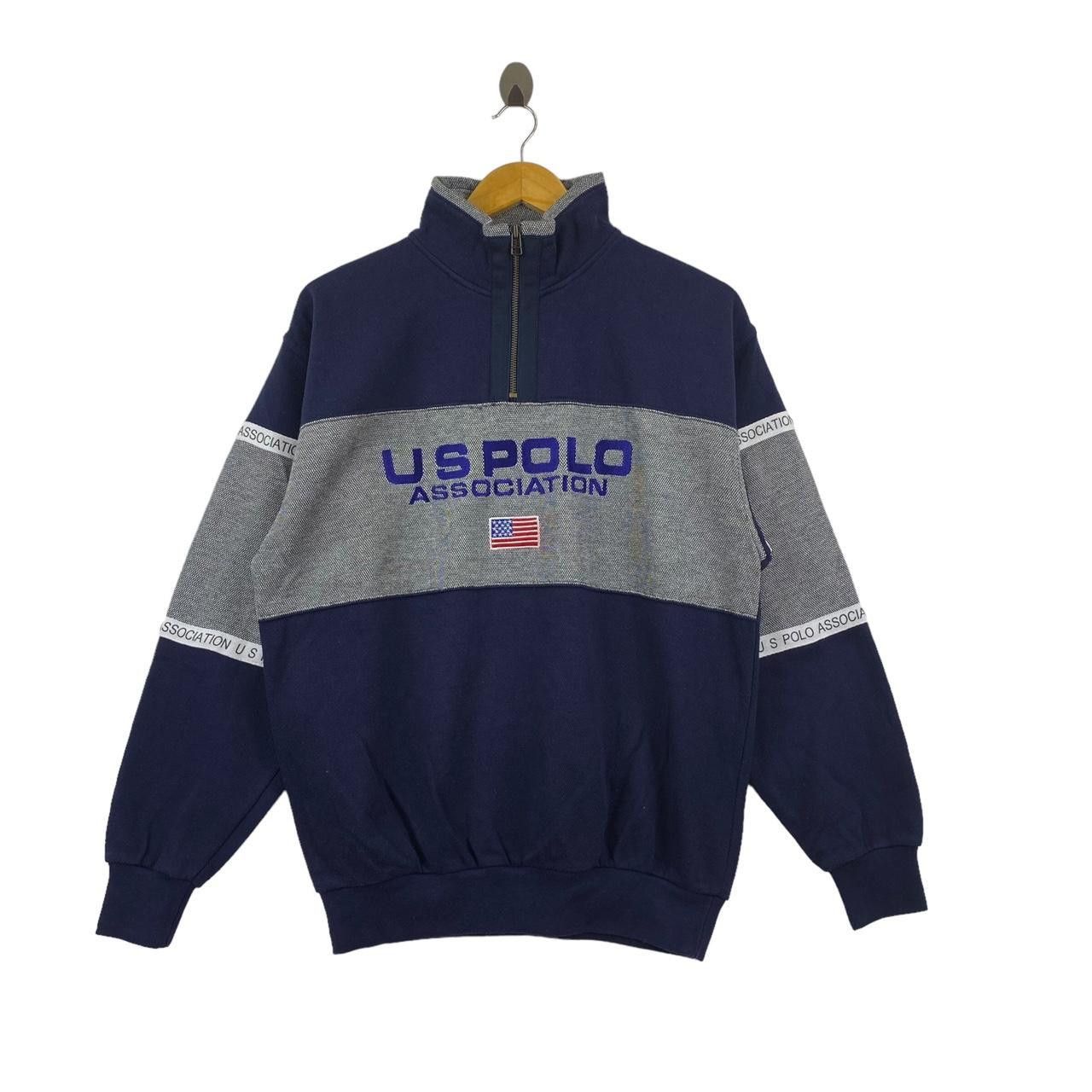 U.S. Polo Assn. Vintage US POLO ASSOCIATION Embroidered Half Zipper Sweater Size L / US 10 / IT 46 - 1 Thumbnail