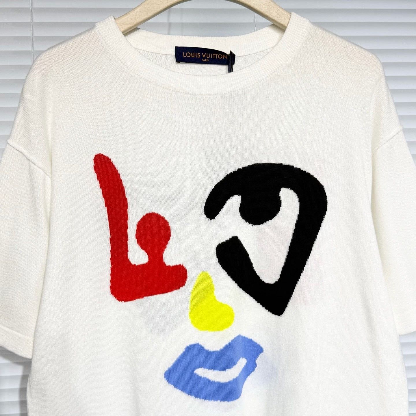 Louis Vuitton LV Clown Face Logo White Knit T-Shirt Size US L / EU 52-54 / 3 - 2 Thumbnail