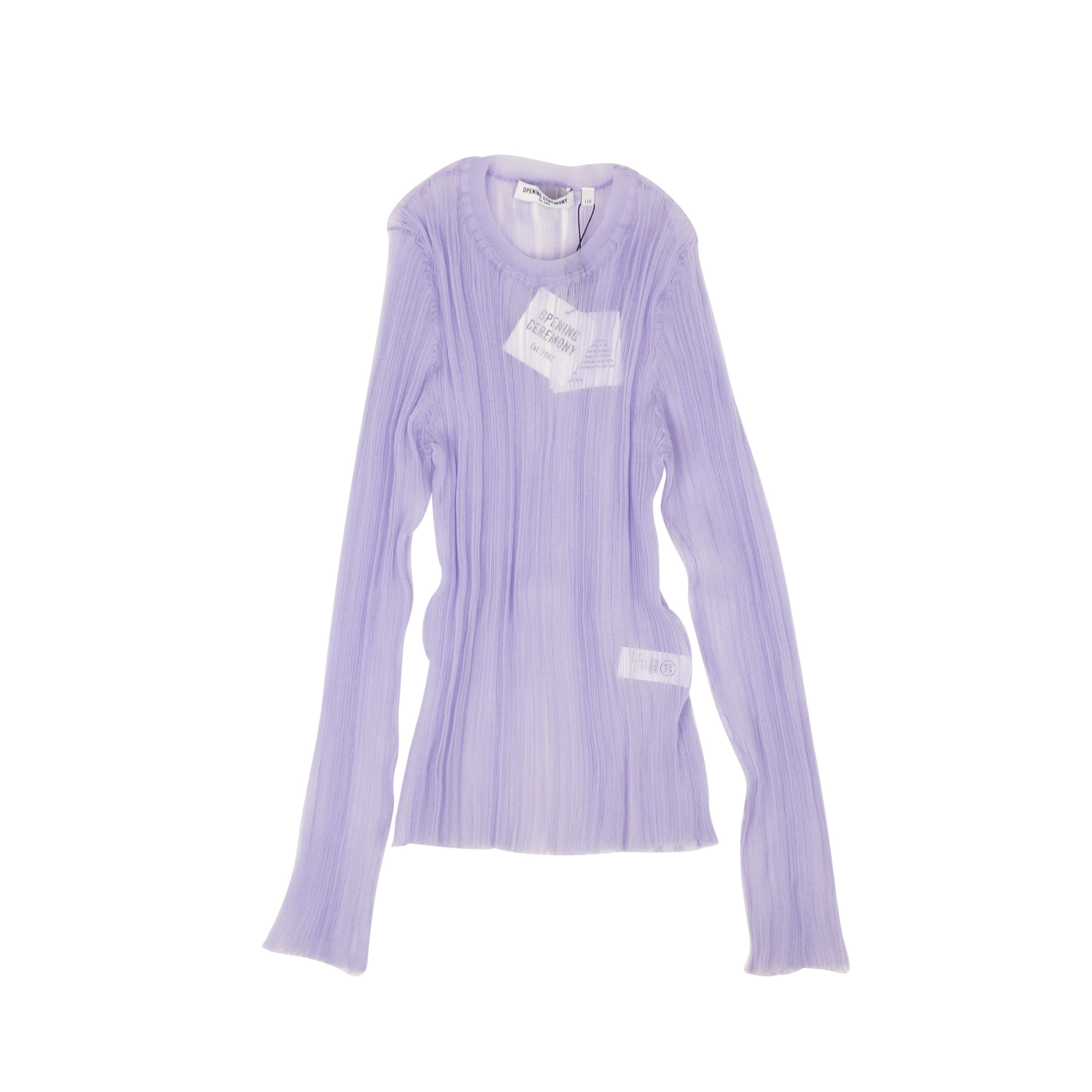 image of Opening Ceremony Lilac L/s Sheer Ribbed Top Size S, Women's