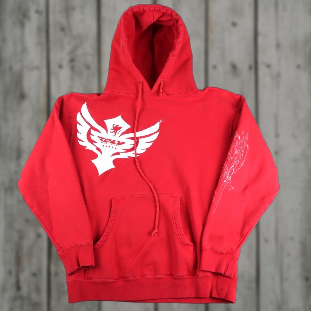 Vintage Vintage Fiy Racing Hoodie Men M Red Graphic Print Pullover Crew Neck Sports Racing Pattern Size US M / EU 48-50 / 2 - 1 Thumbnail