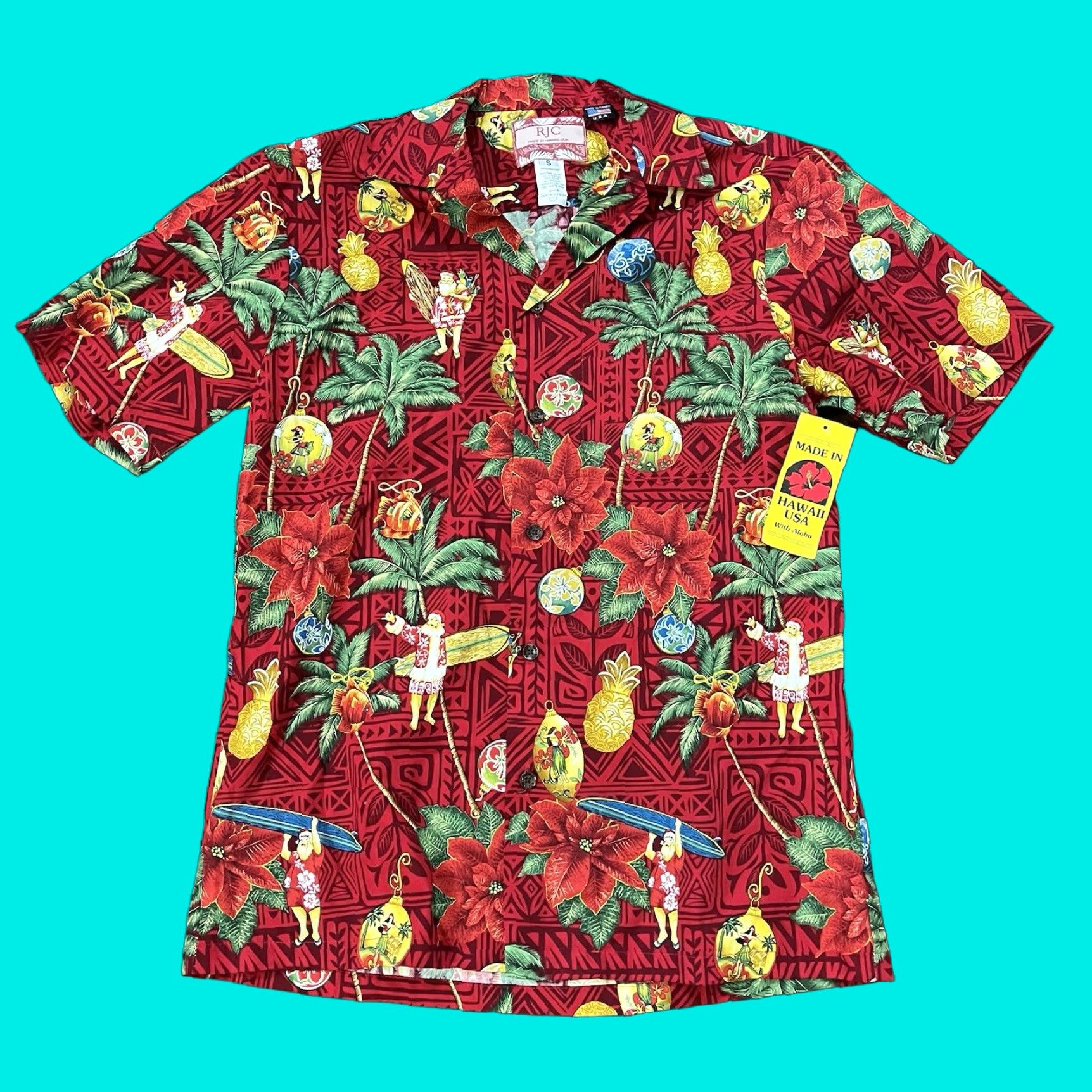 Vintage VINTAGE RJC Santa Camp Shirt Men Small Casual Christmas Hawaiian Floral Short Sleeve Red Size US S / EU 44-46 / 1 - 1 Thumbnail