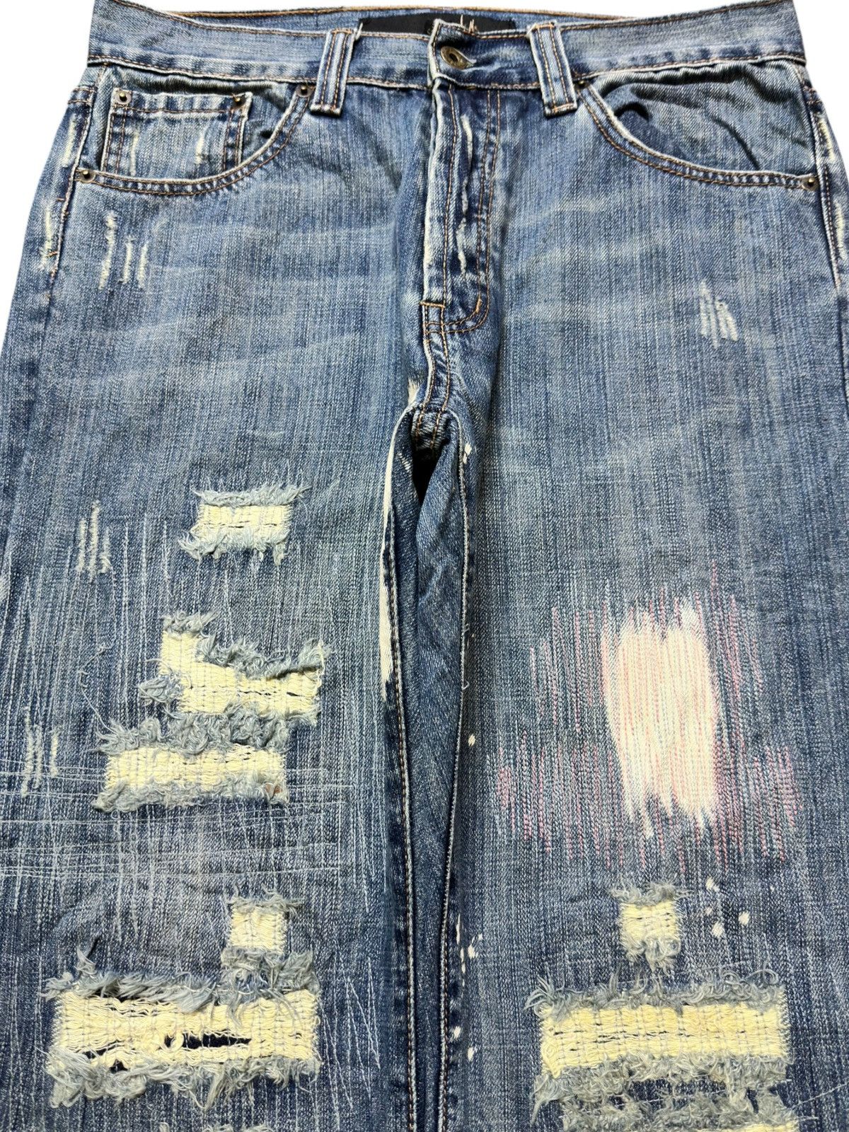 Untitled Artworks Vintage Art Works Sashiko Style Distressed Denim Size US 32 / EU 48 - 2 Thumbnail