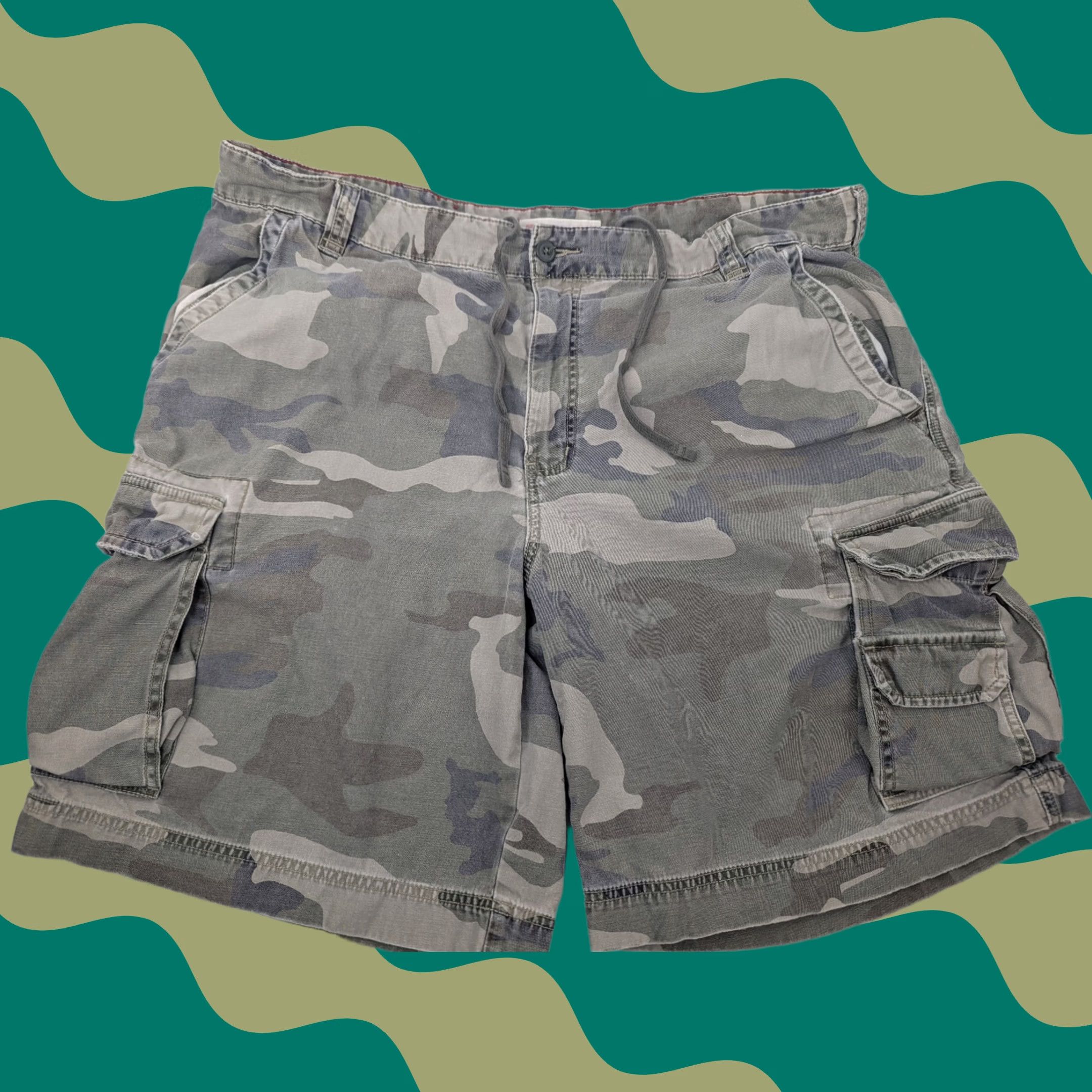 Mossimo Mossimo Cargo Shorts Mens 42 Drawstring Camouflage 90s Outdoor Vintage Cotton Cargo Shorts Mens 42 Camouflage Y2K Size US 42 / EU 58 - 1 Thumbnail