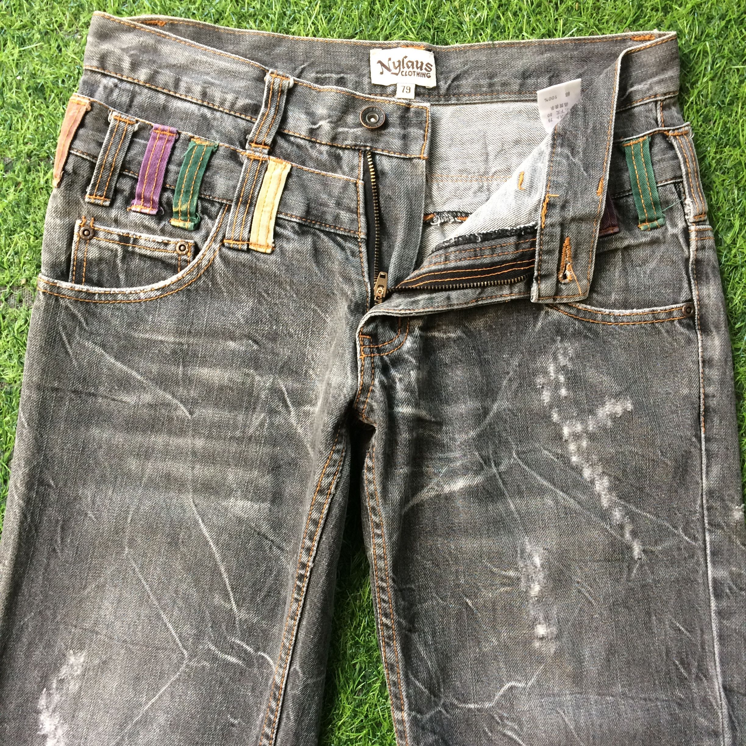 Japanese Brand Distressed Japanese Double Waist Denim #D-670 Size US 29 - 3 Thumbnail