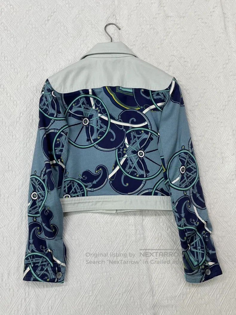 Hermes Hermes Blue Carriage Polka Dot Printed Patchwork Denim Jac Size XS / US 0-2 / IT 36-38 - 3 Thumbnail