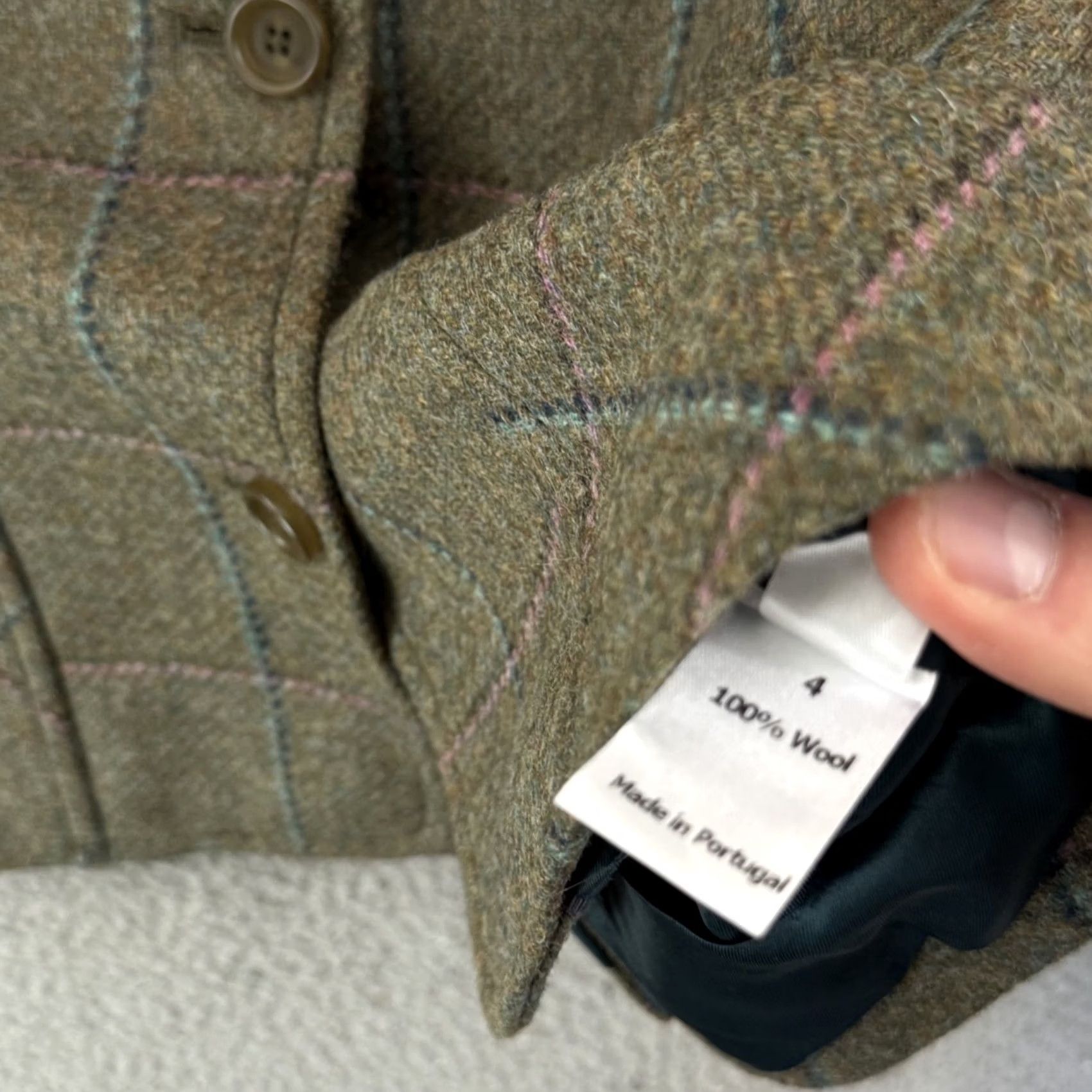 Brooks Brothers VINTAGE Brooks Brothers Blazer Womens 4 Green Wool Check Tweed Business Jacket Size S / US 4 / IT 40 - 7 Thumbnail