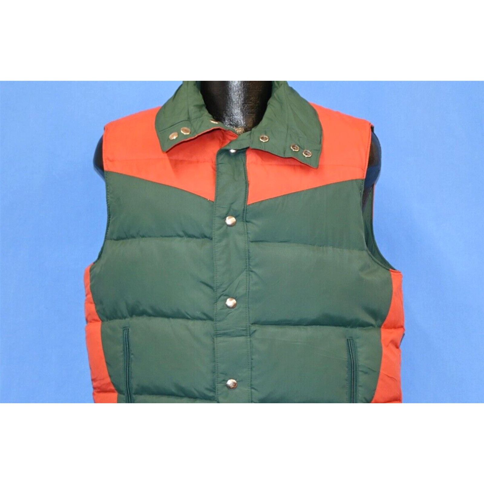 Vintage vtg 80s SWELL WEAR GREEN ORANGE DOWN FILL REVERSIBLE SNAP UP PUFFY SKI VEST M Grailed