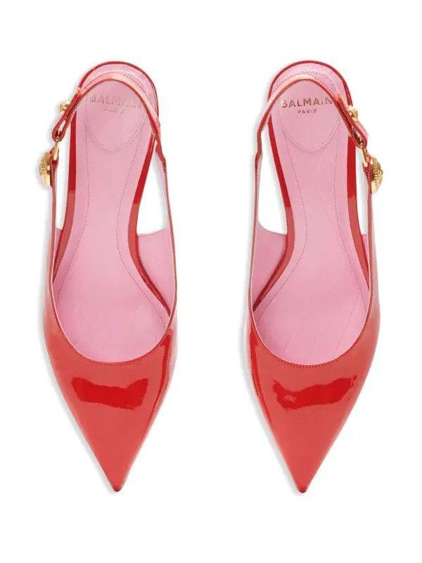 Balmain o1s1wg111225 Eva Patent Leather Slingback Pumps in Red Size US 8 / IT 38 - 5 Thumbnail