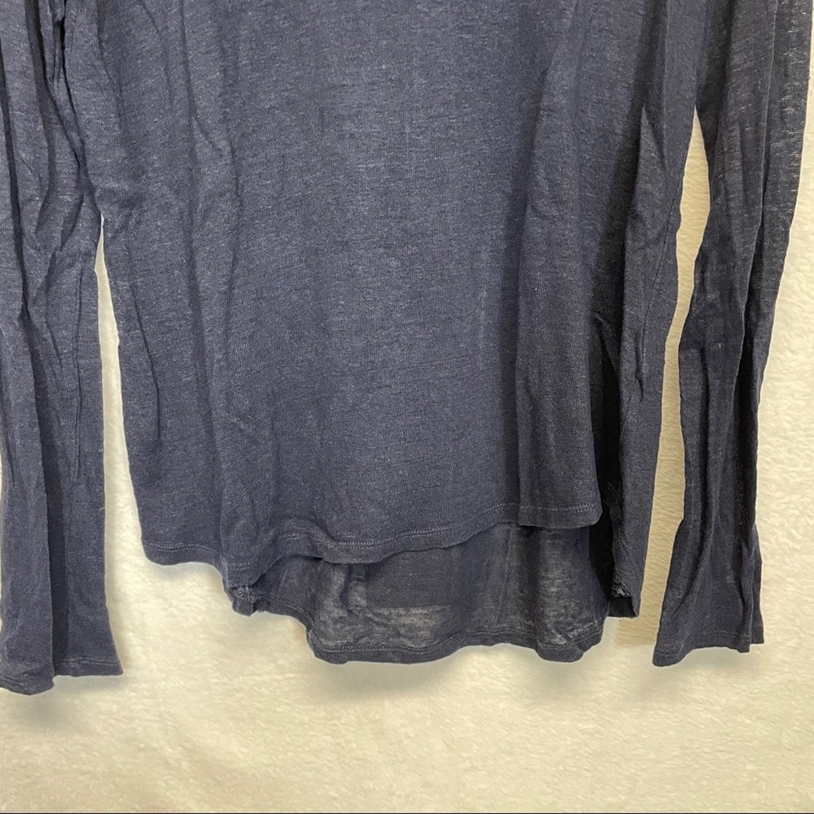 Vince Vince 100% Linen Navy Blue Long Sleeve Top Size S Size S / US 4 / IT 40 - 3 Thumbnail