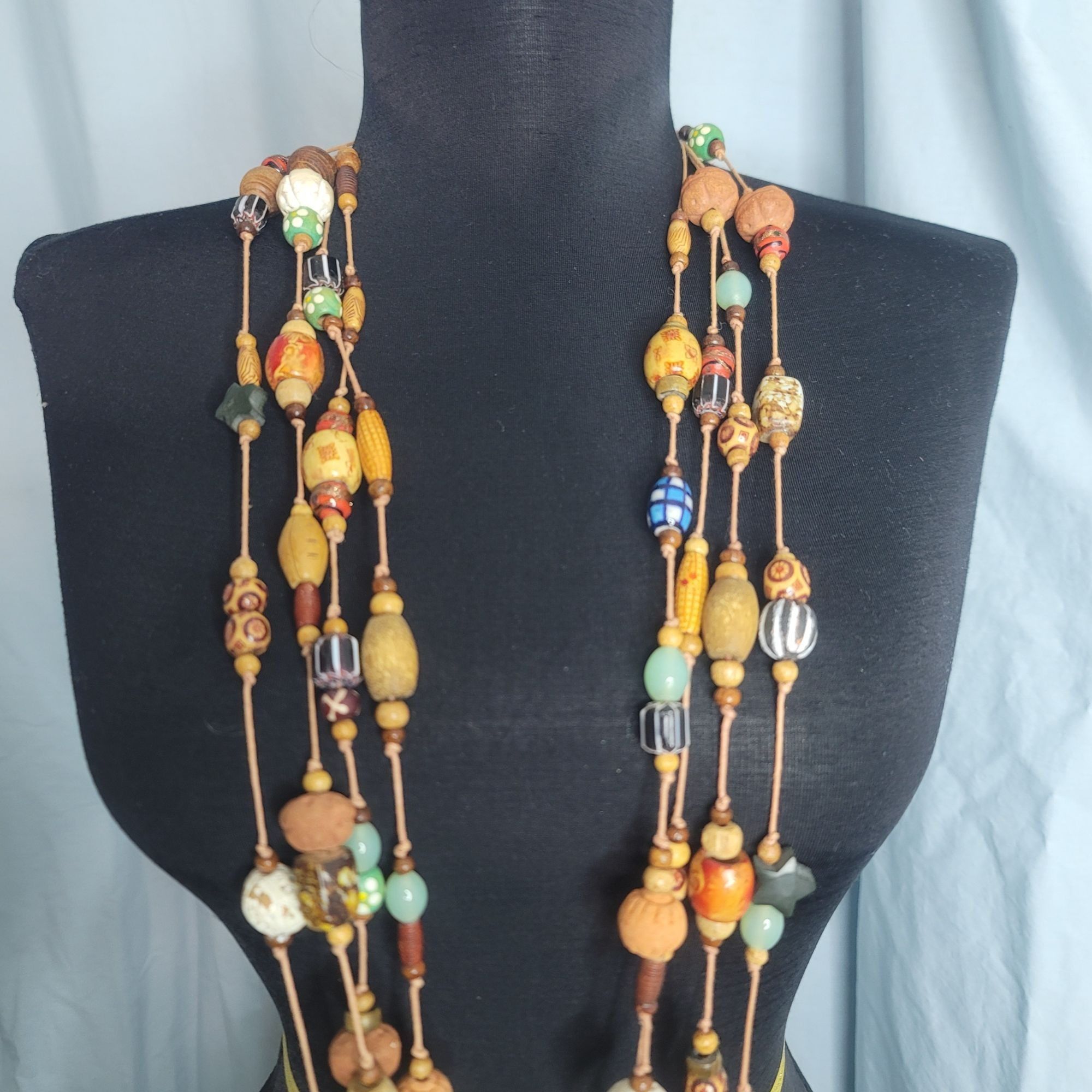 Chicos Chico's Vintage Beaded Necklace Wood Glass Beads Bohemian St Size ONE SIZE - 5 Thumbnail
