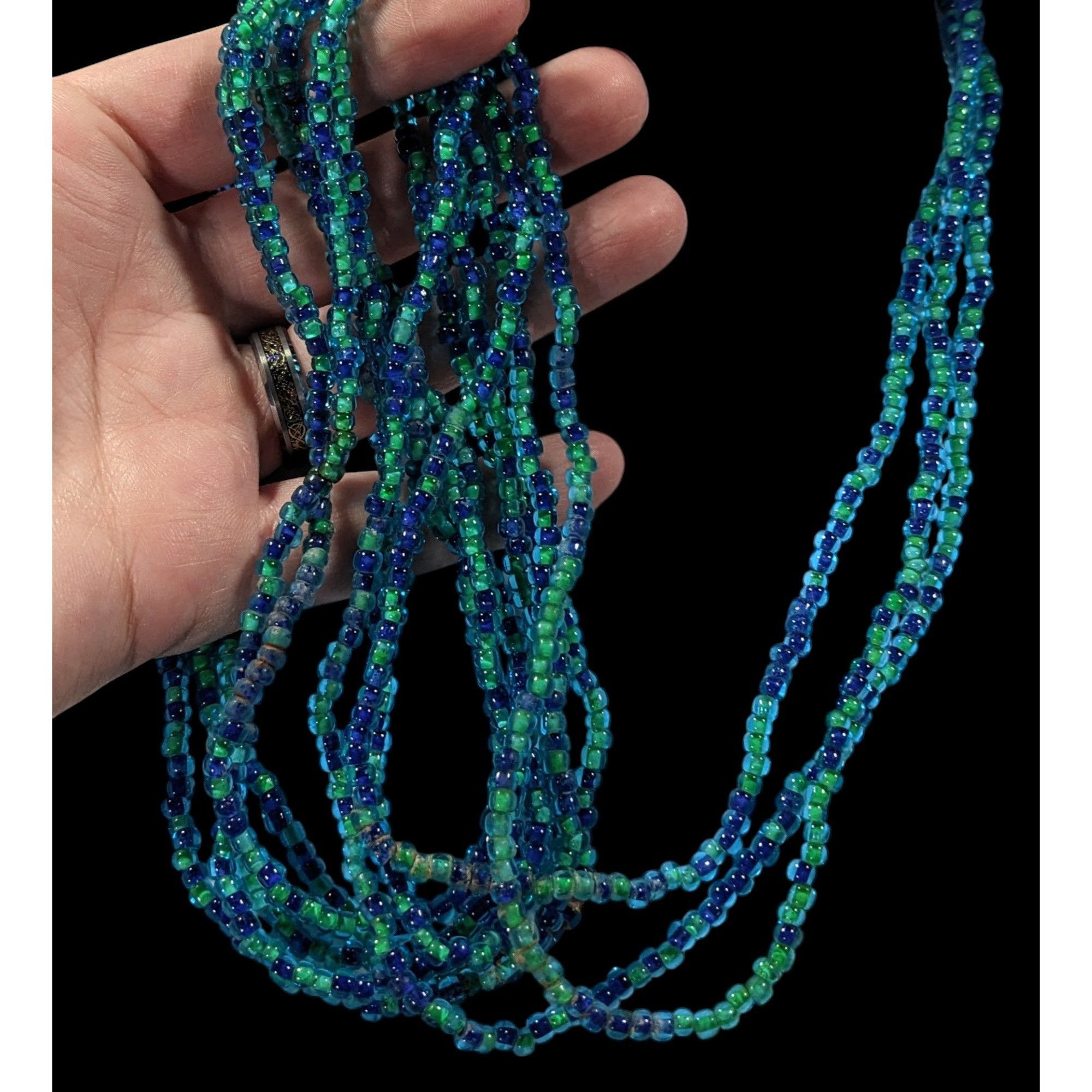Other Elegant Mermaidcore Blue And Green Glass Multilayer Opera Ne Size ONE SIZE - 6 Thumbnail